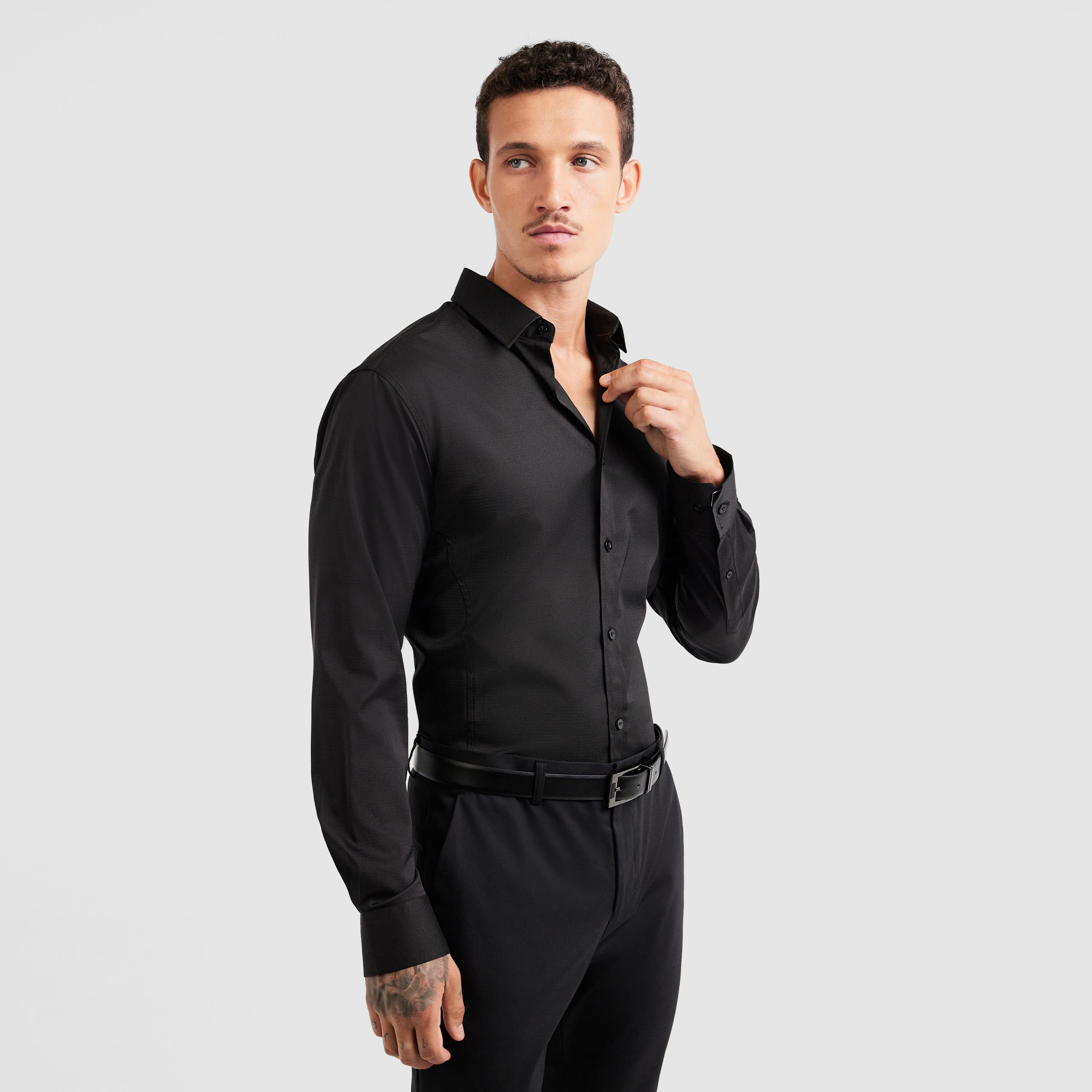 Black Linton Stretch Non Iron Shirt 