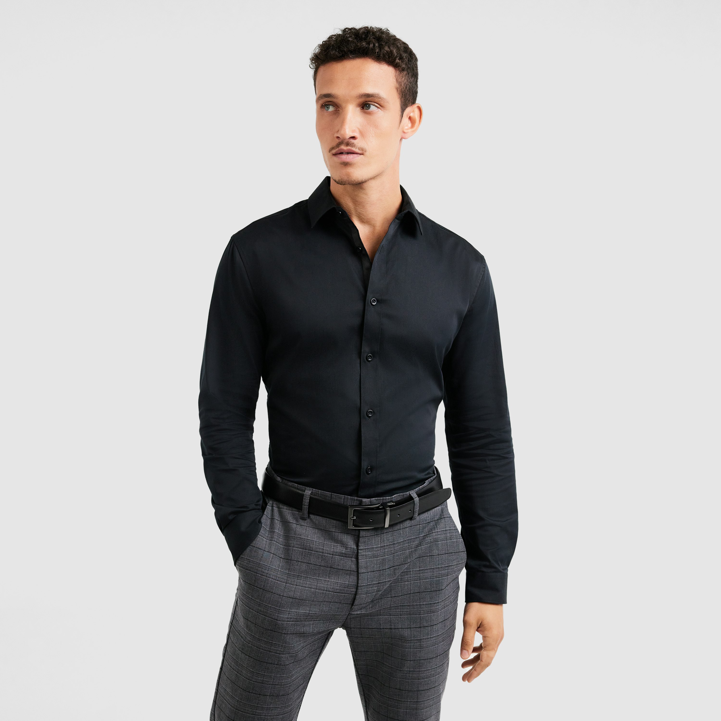 Black Bahamas Slim Stretch Shirt | Men's Tops | Tarocash AU