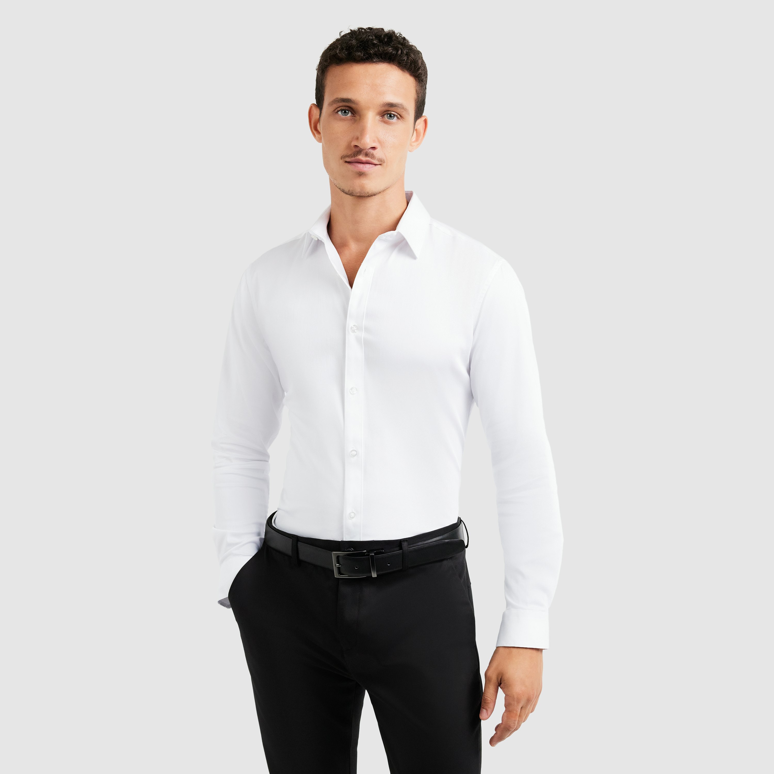 White Bahamas Slim Stretch Shirt | Men's Tops | Tarocash AU