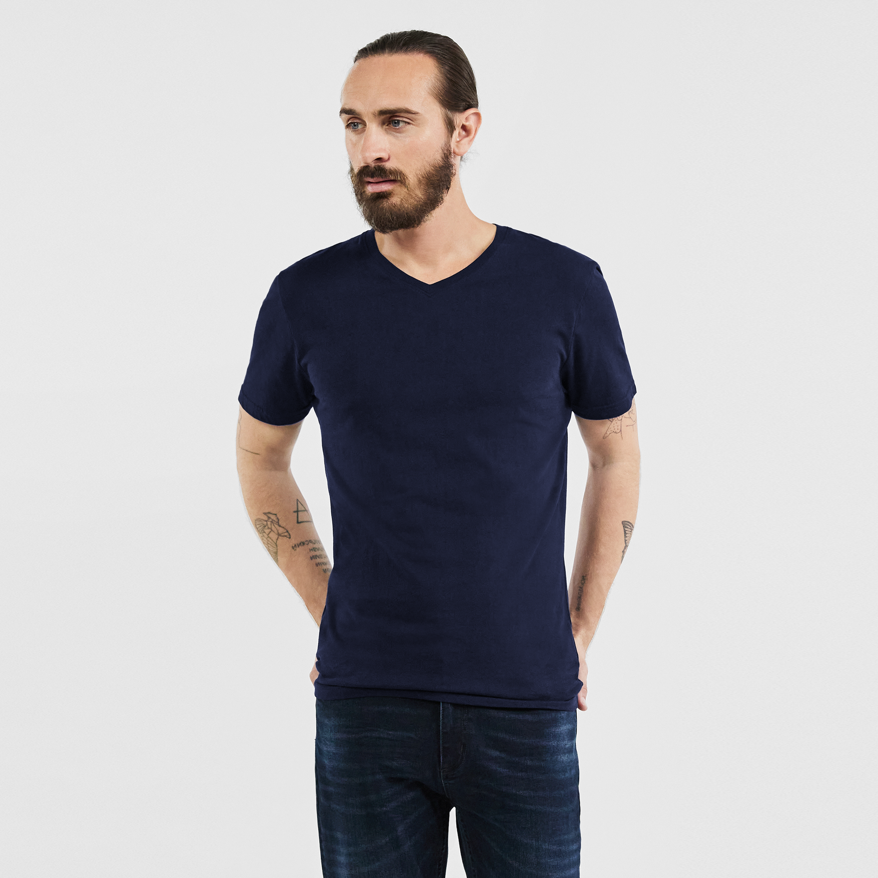 mens navy blue v neck t shirt