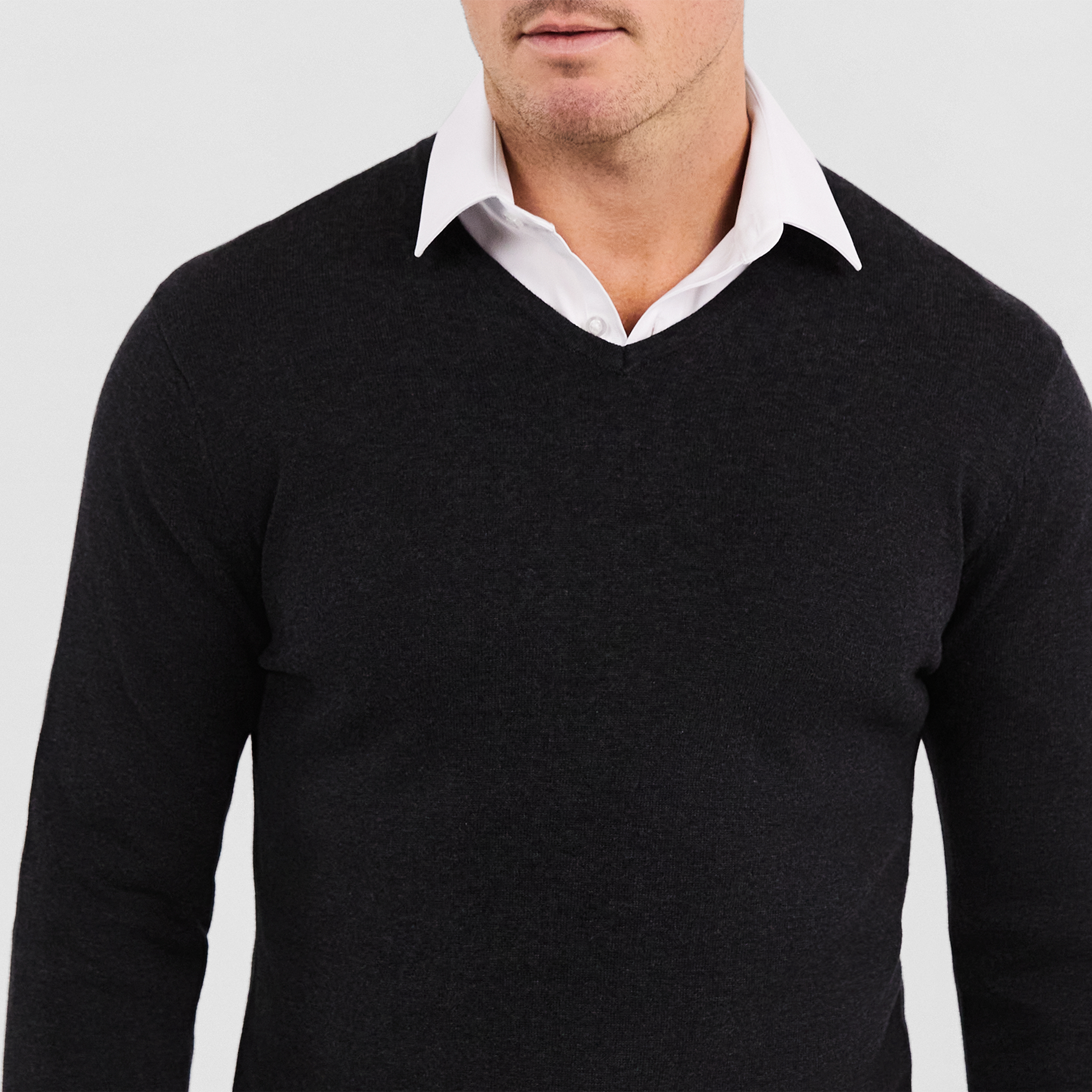 Charcoal Essential V Neck Knit | Men's 