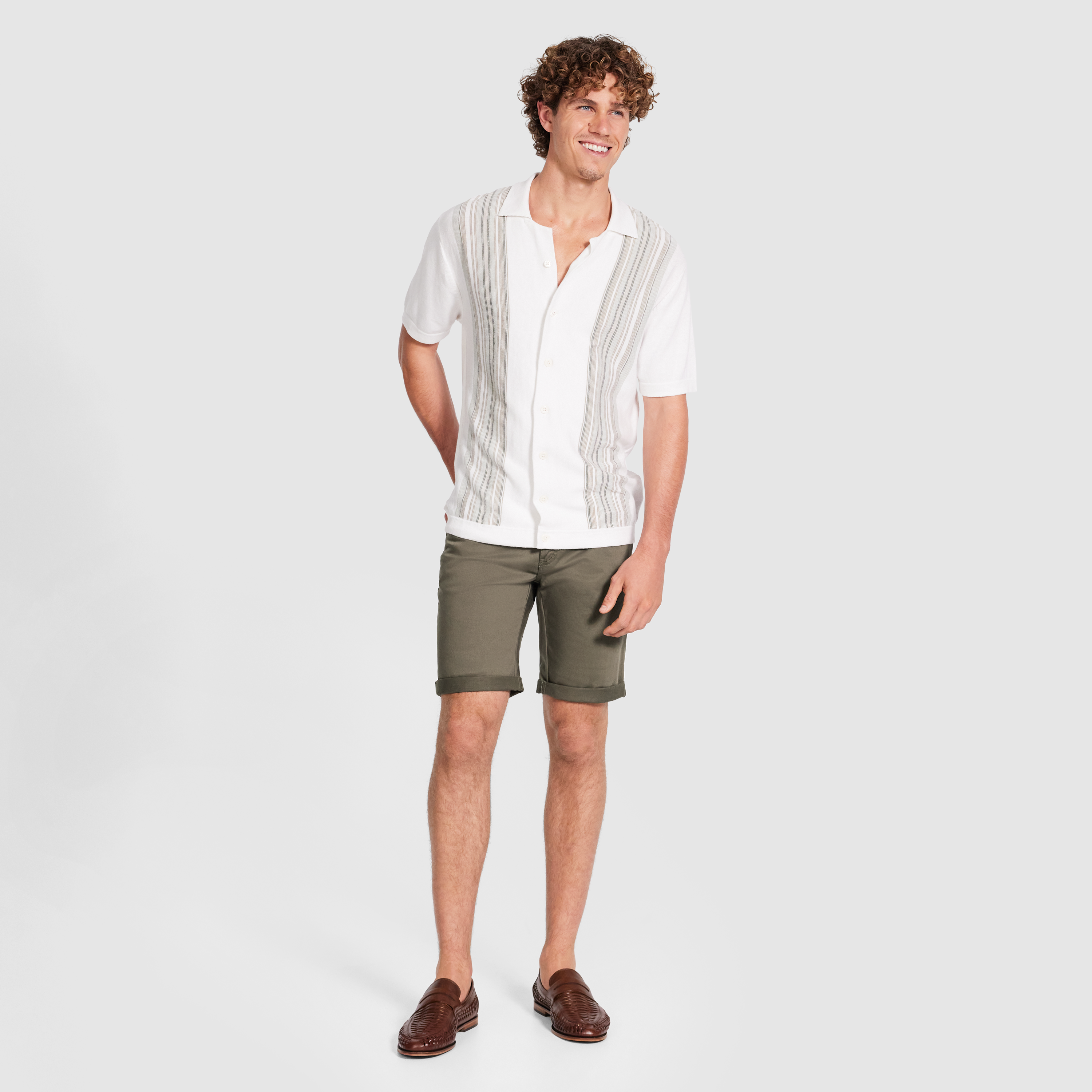 Khaki Benji Regular Stretch 5 Pocket Short