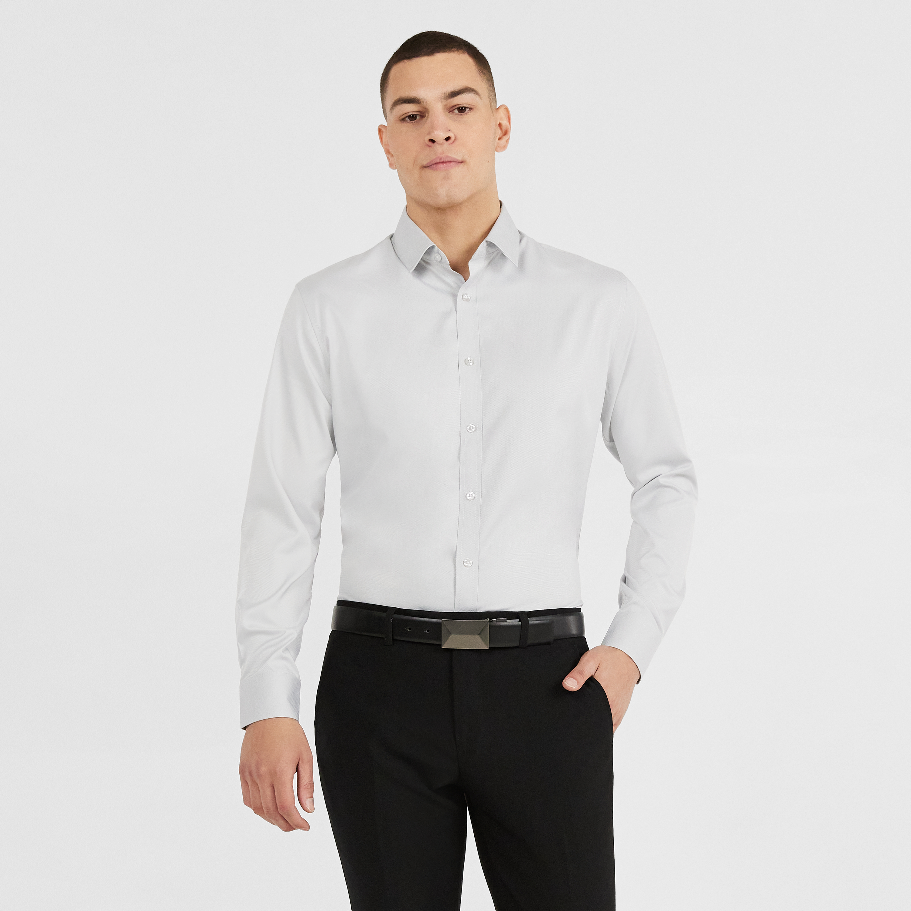 ASOS DESIGN super skinny shirt in silver metallic plisse | ASOS