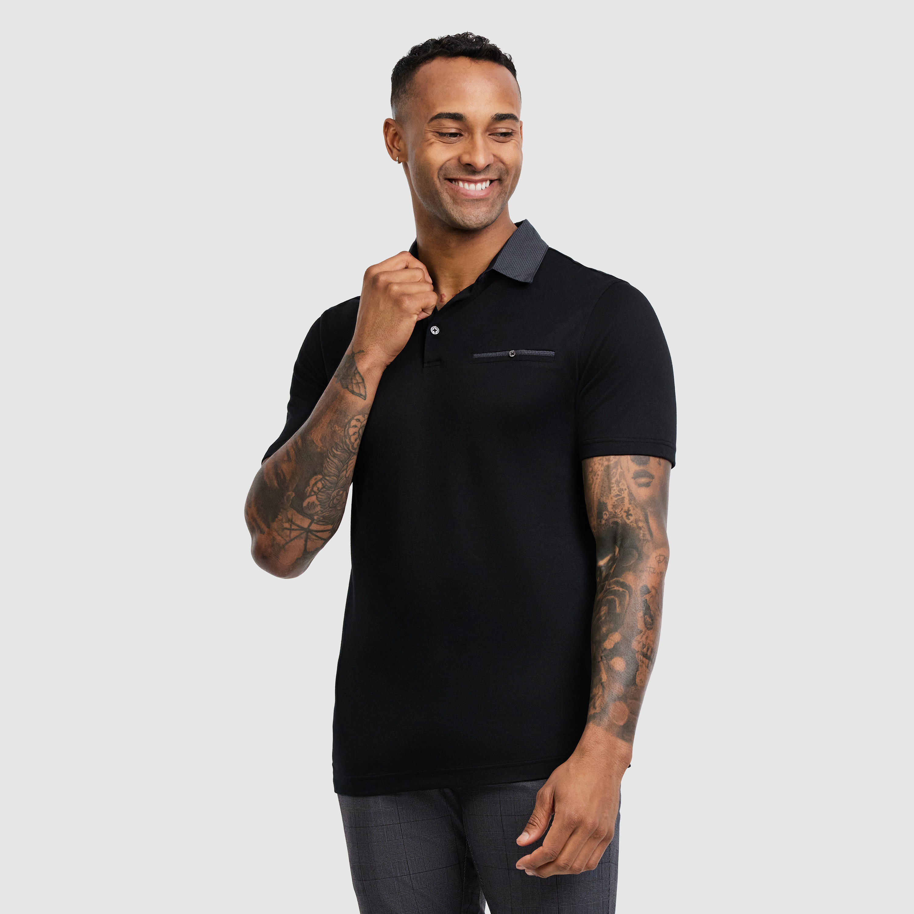 black grey polo