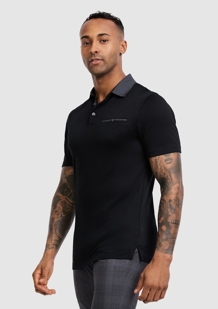 Black Capri Luxe Touch Modal Polo | Men's Tops | Tarocash AU