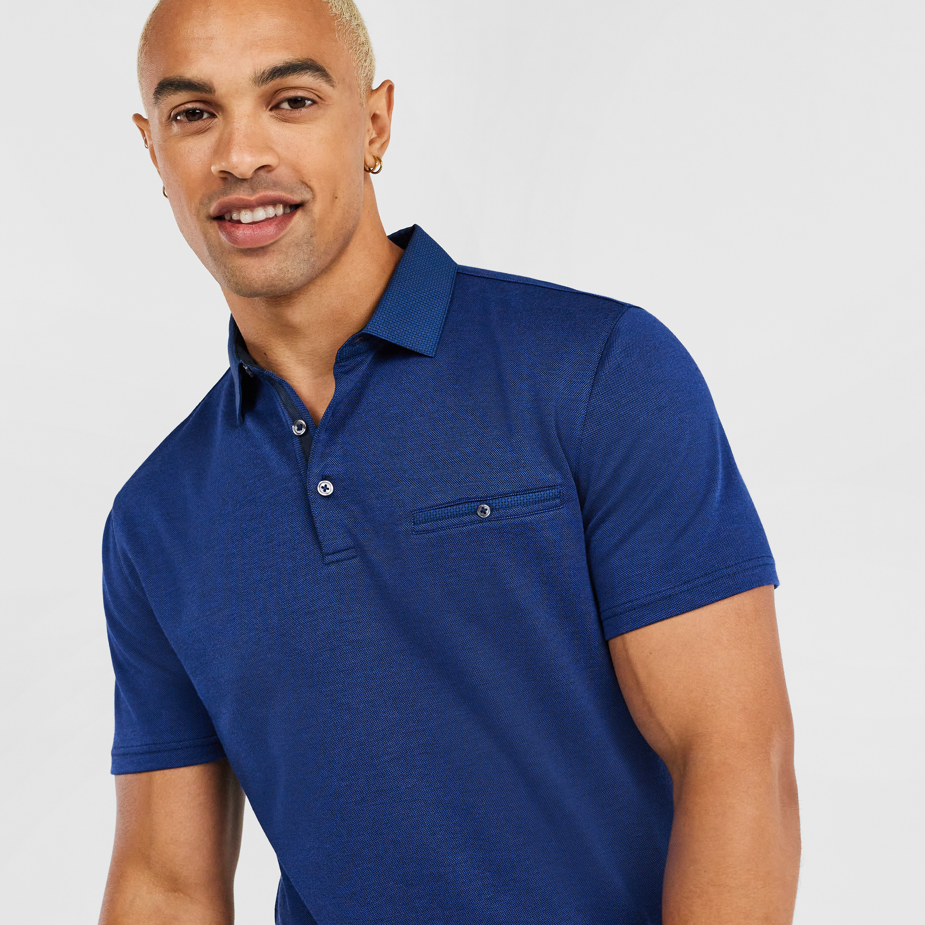 cobalt blue polo shirt