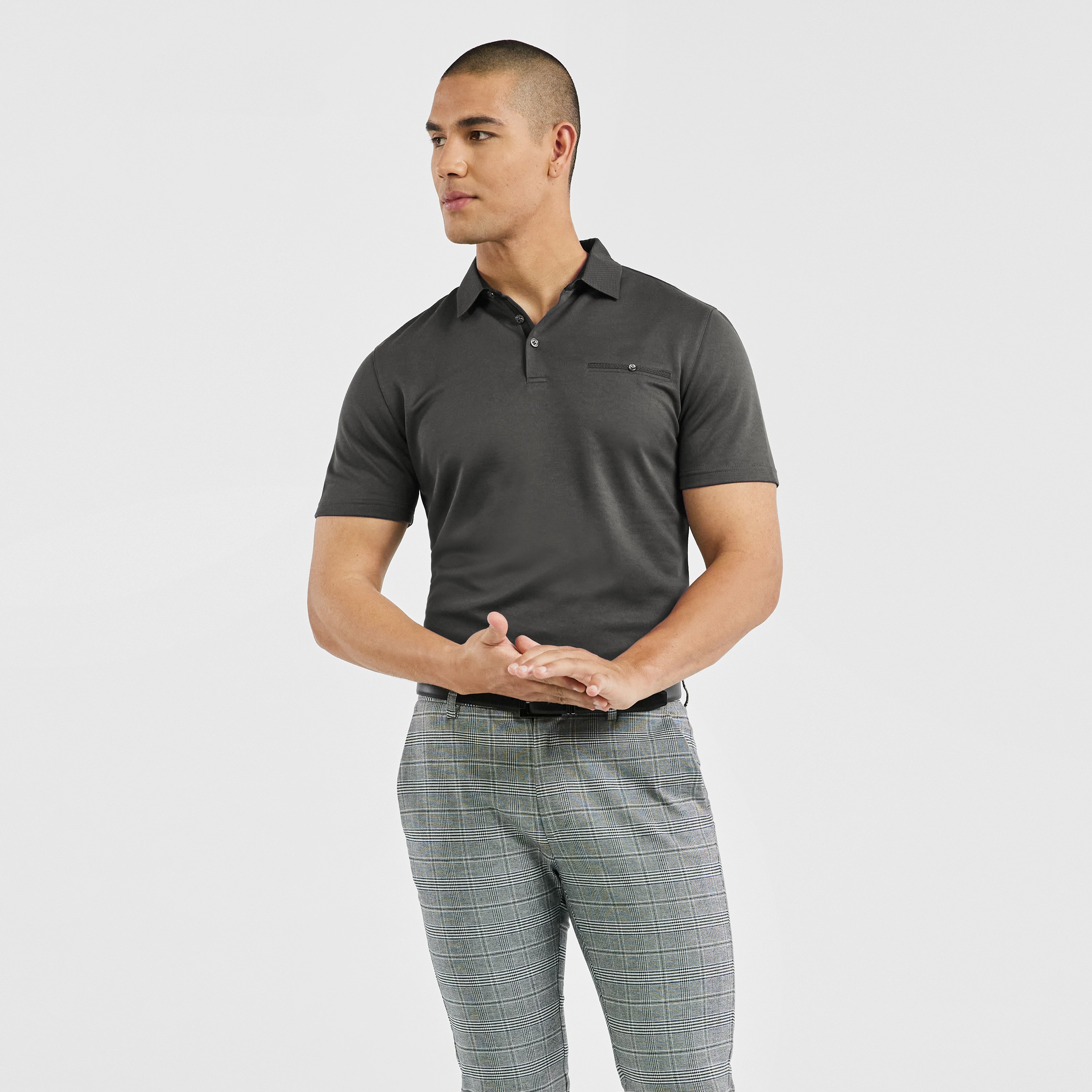 Dark Grey Capri Luxe Touch Modal Polo | Men's Tops | Tarocash NZ