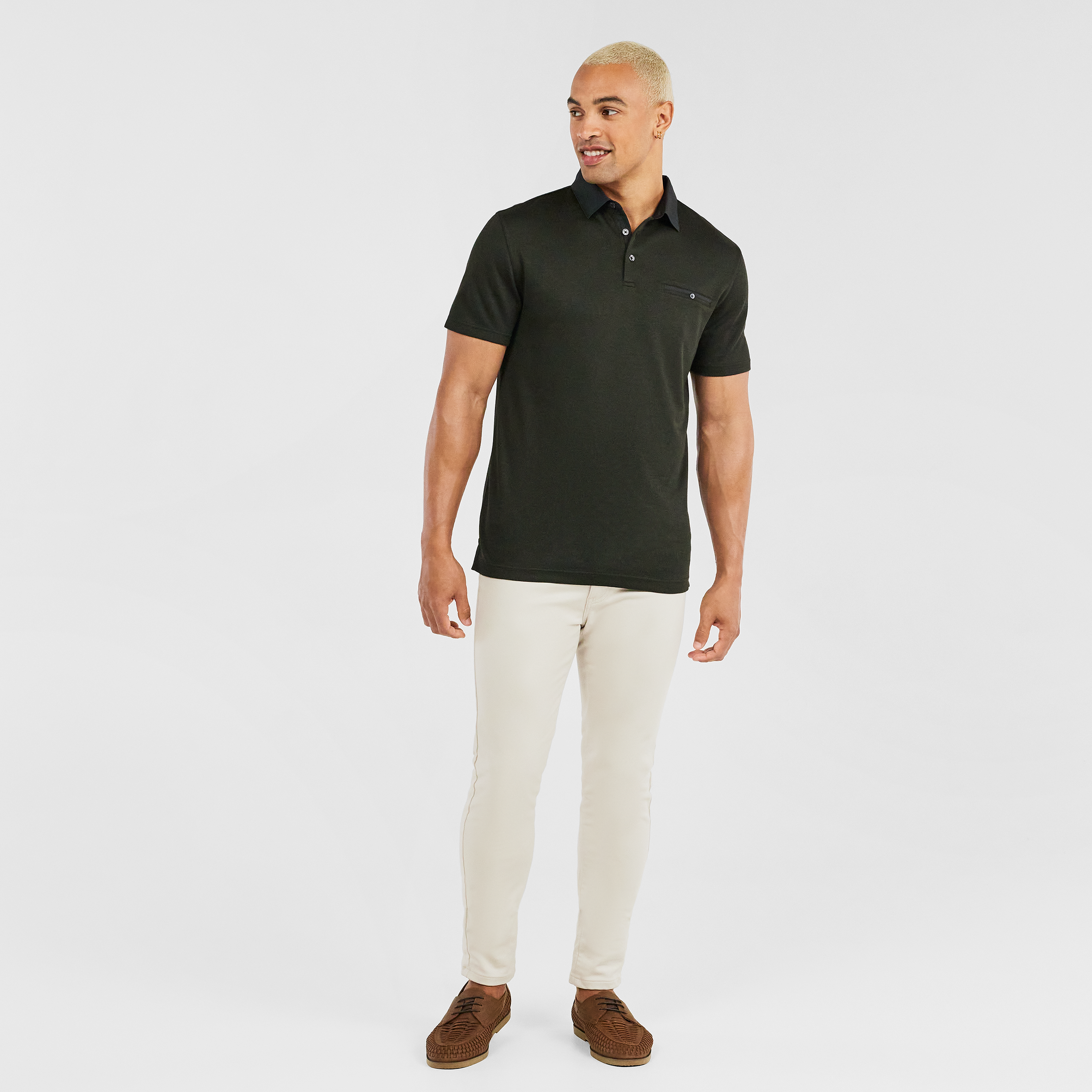 Khaki Marle Capri Luxe Touch Modal Polo 