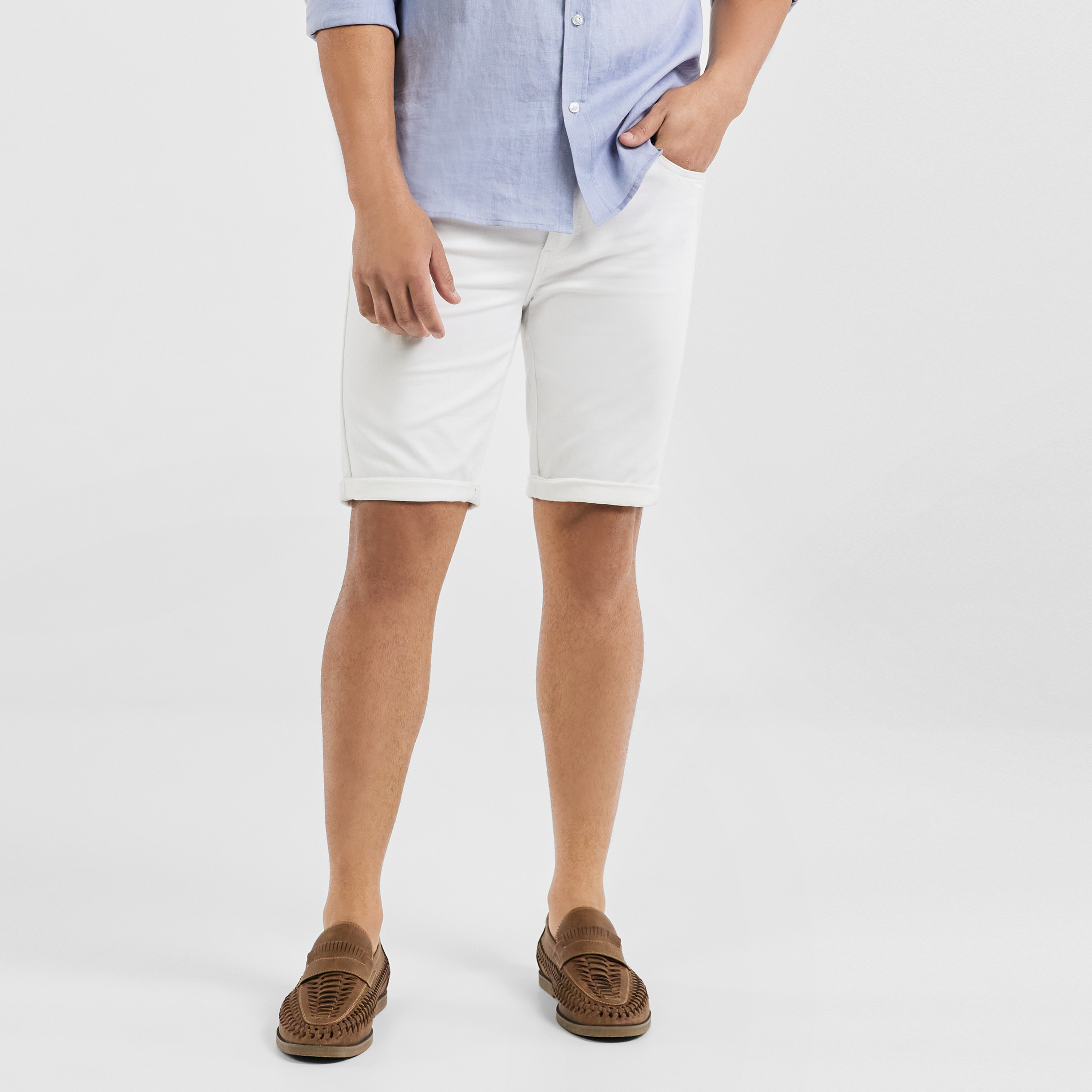 slim khaki shorts men