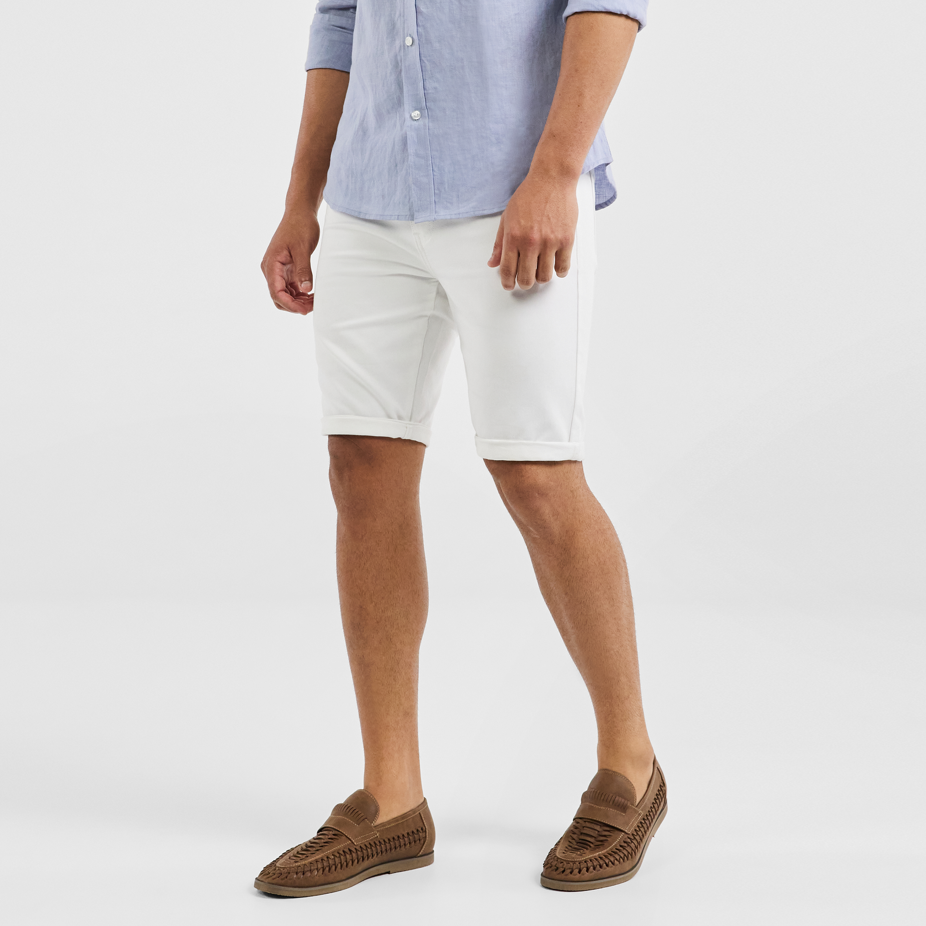 slim khaki shorts men
