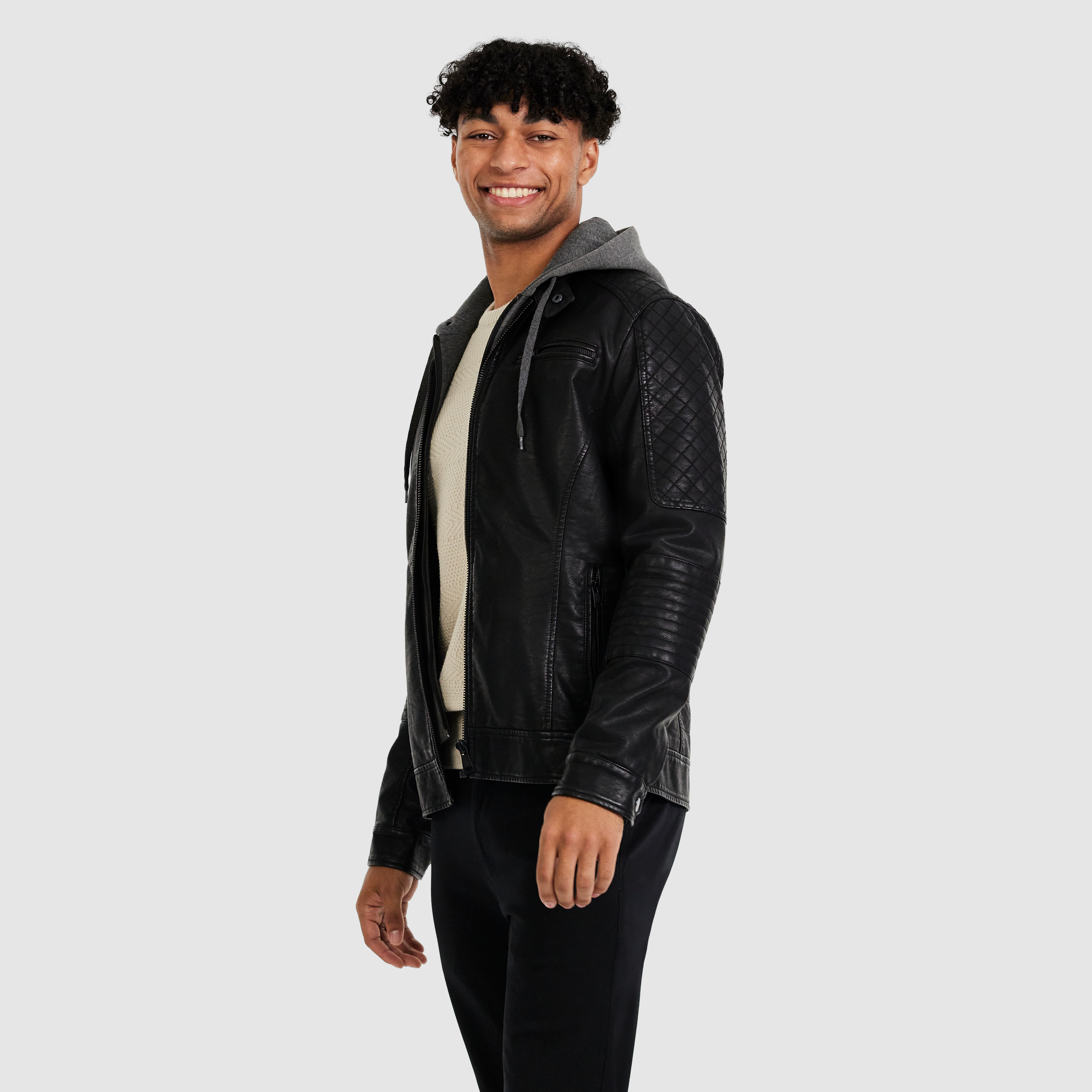 Black Quinn Hooded Biker