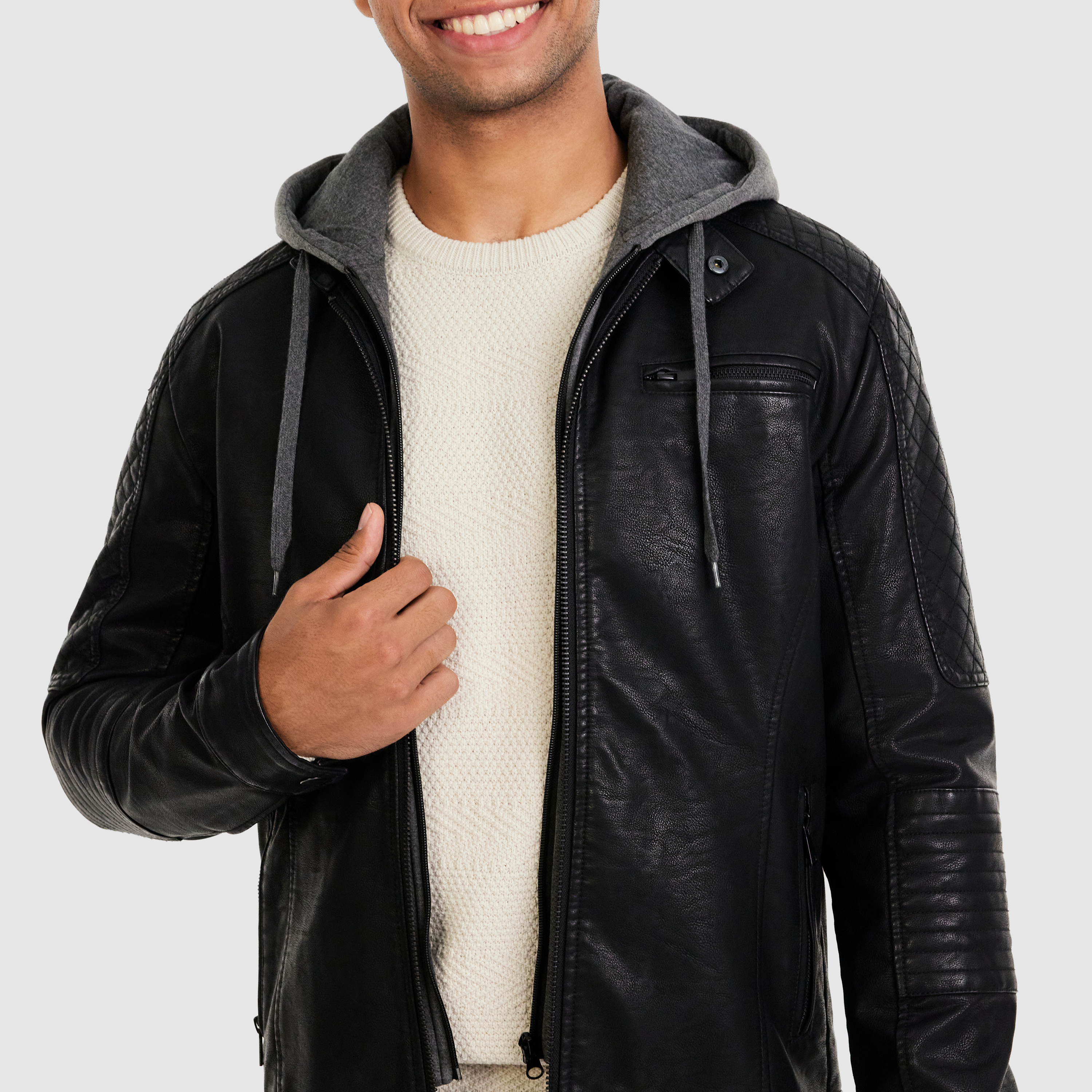 Black Quinn Hooded Biker