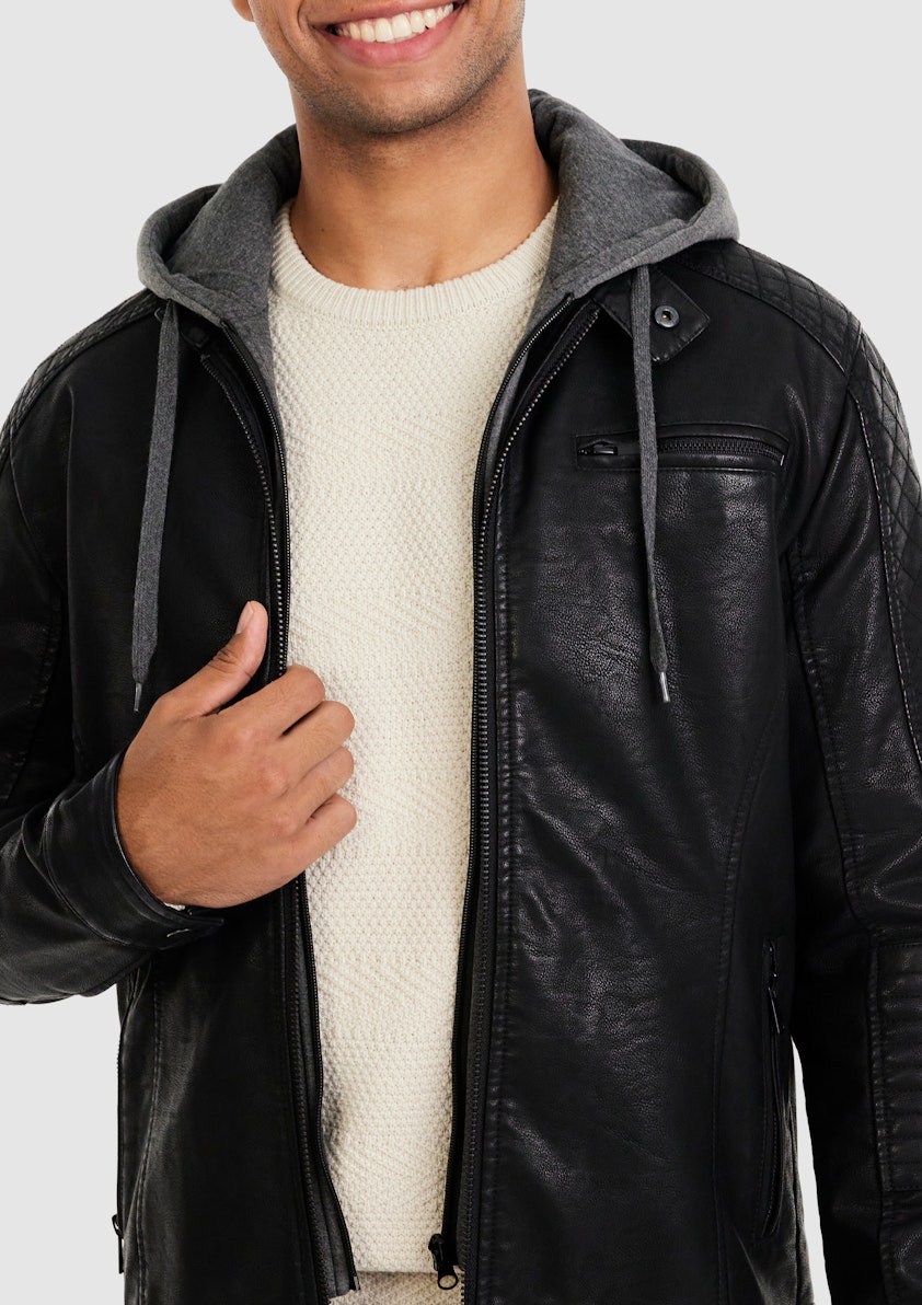 Black Quinn Hooded Biker