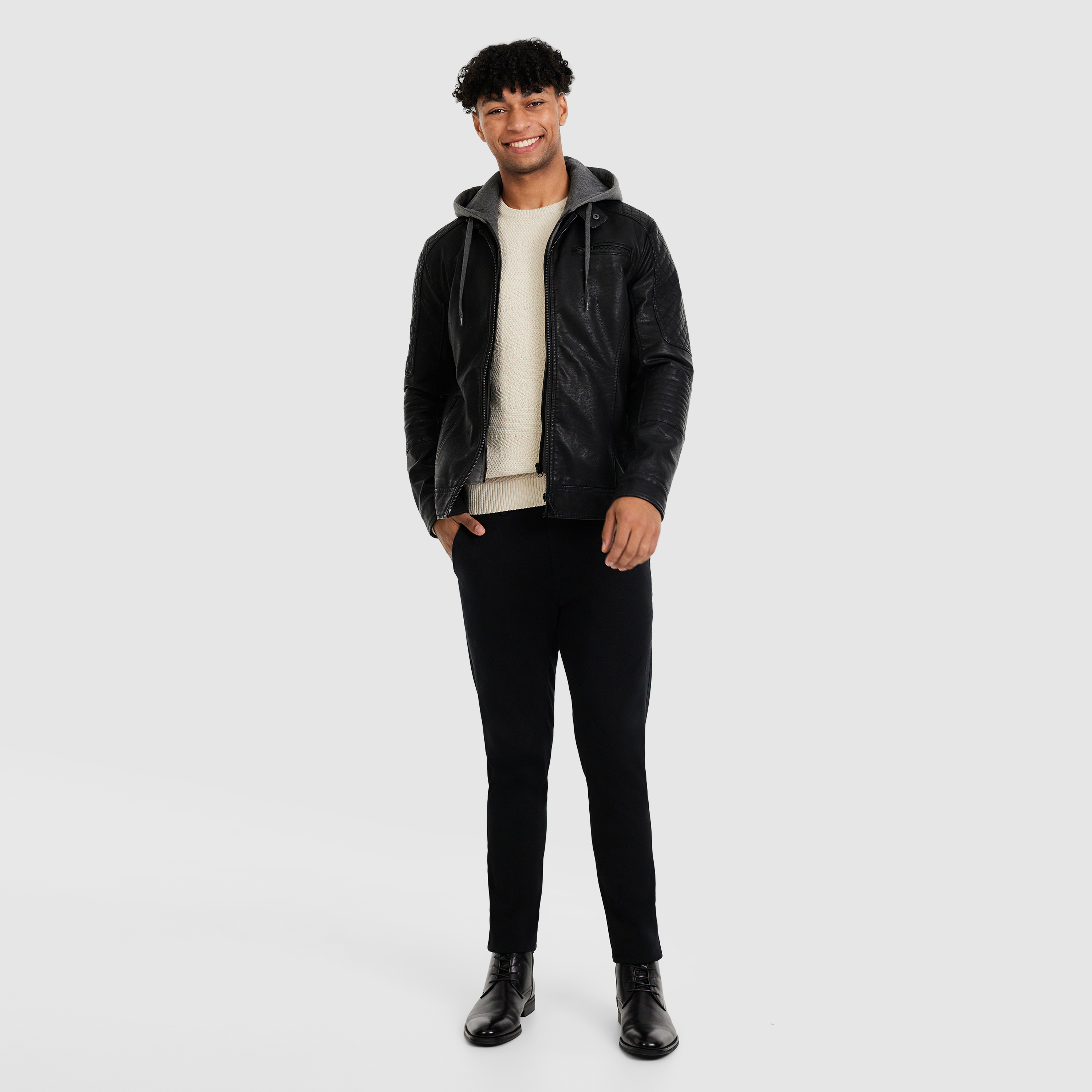 Black Quinn Hooded Biker