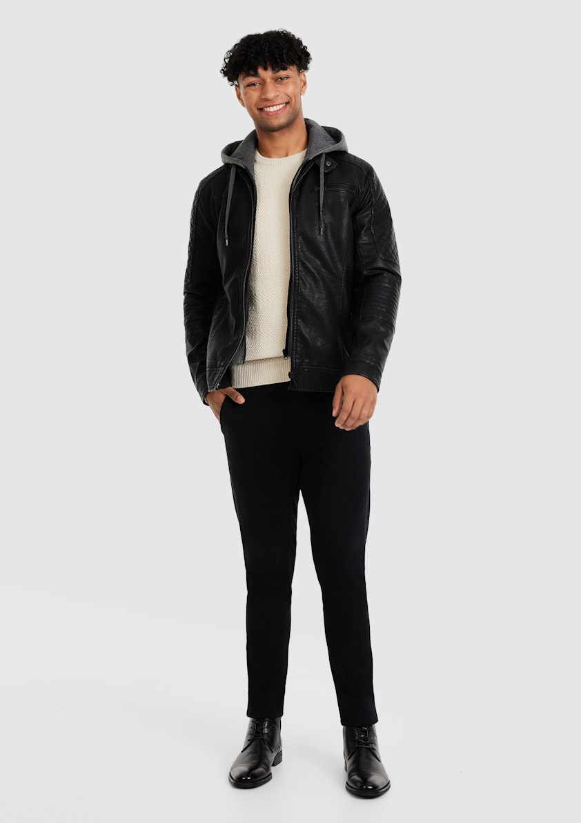 Black Quinn Hooded Biker