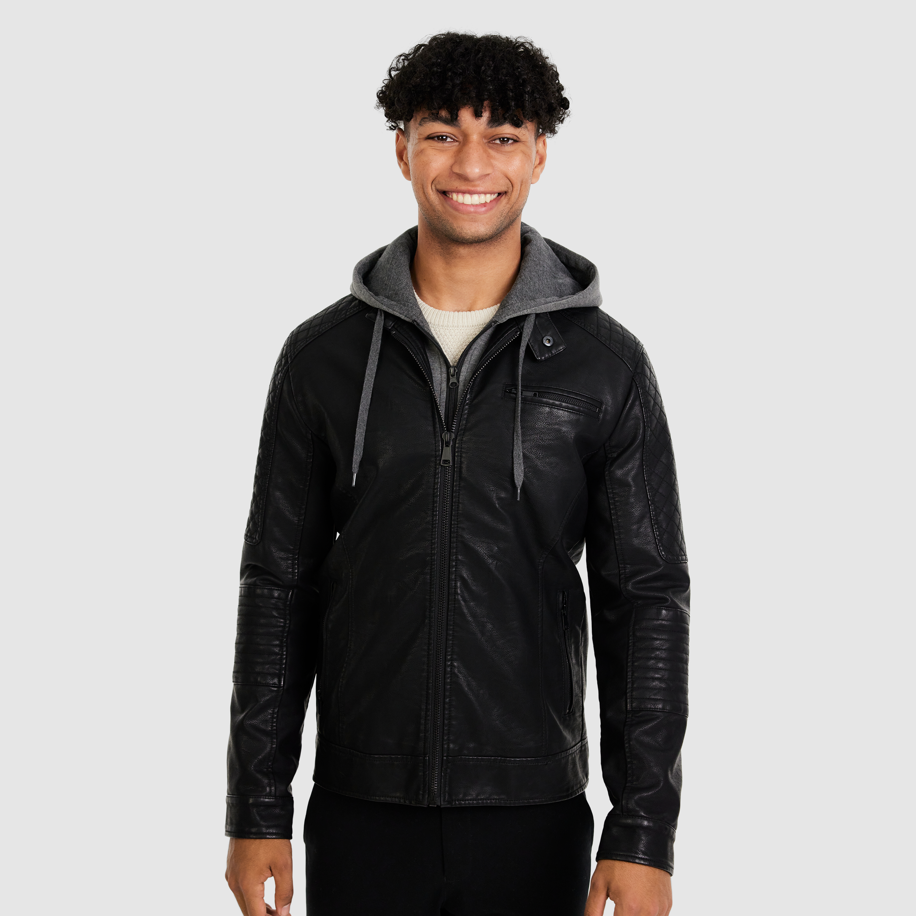 Black Quinn Hooded Biker