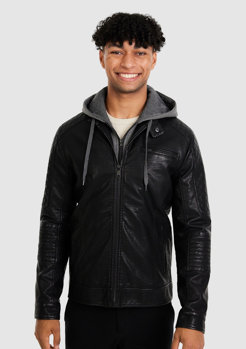 Black Quinn Hooded Biker