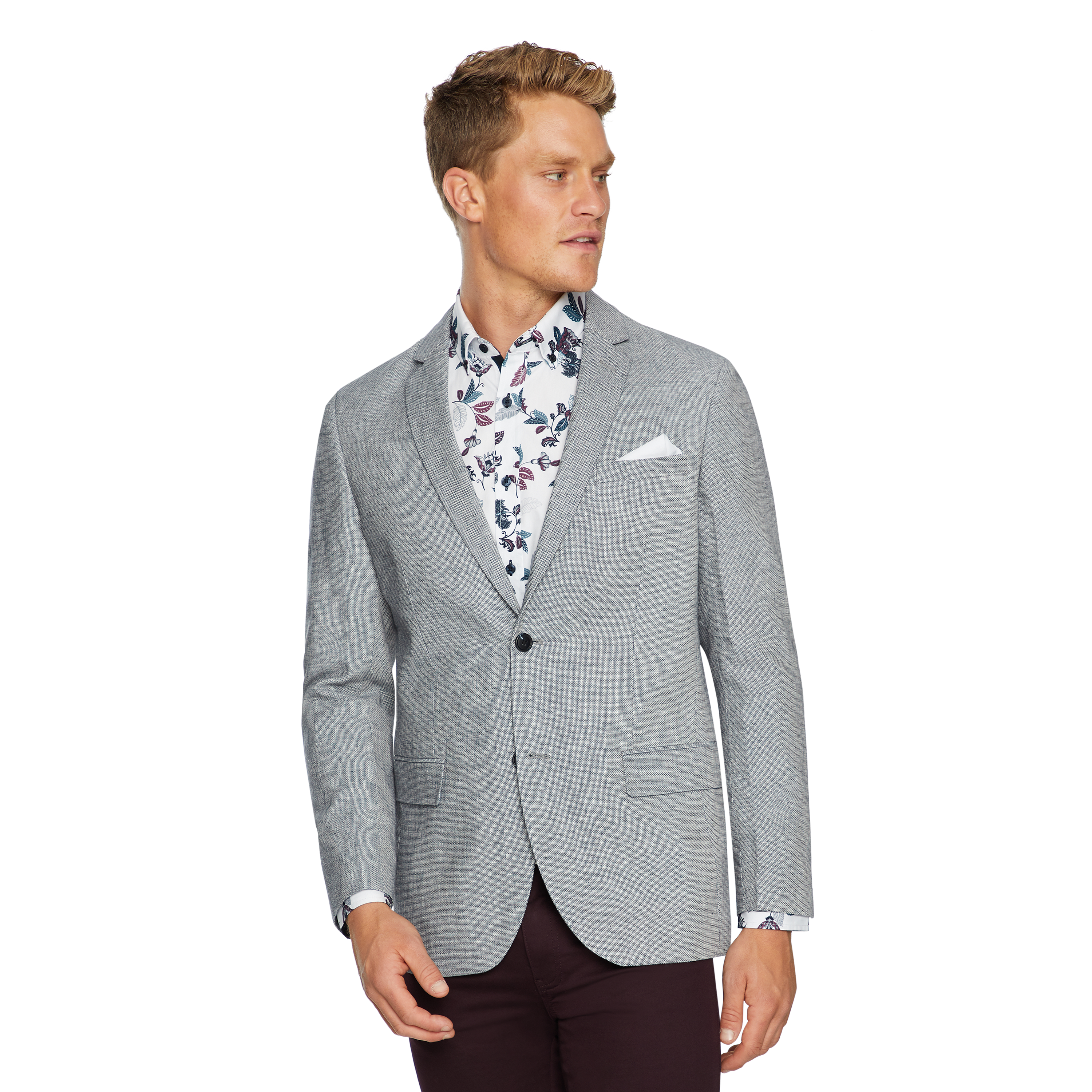 gray linen blazer
