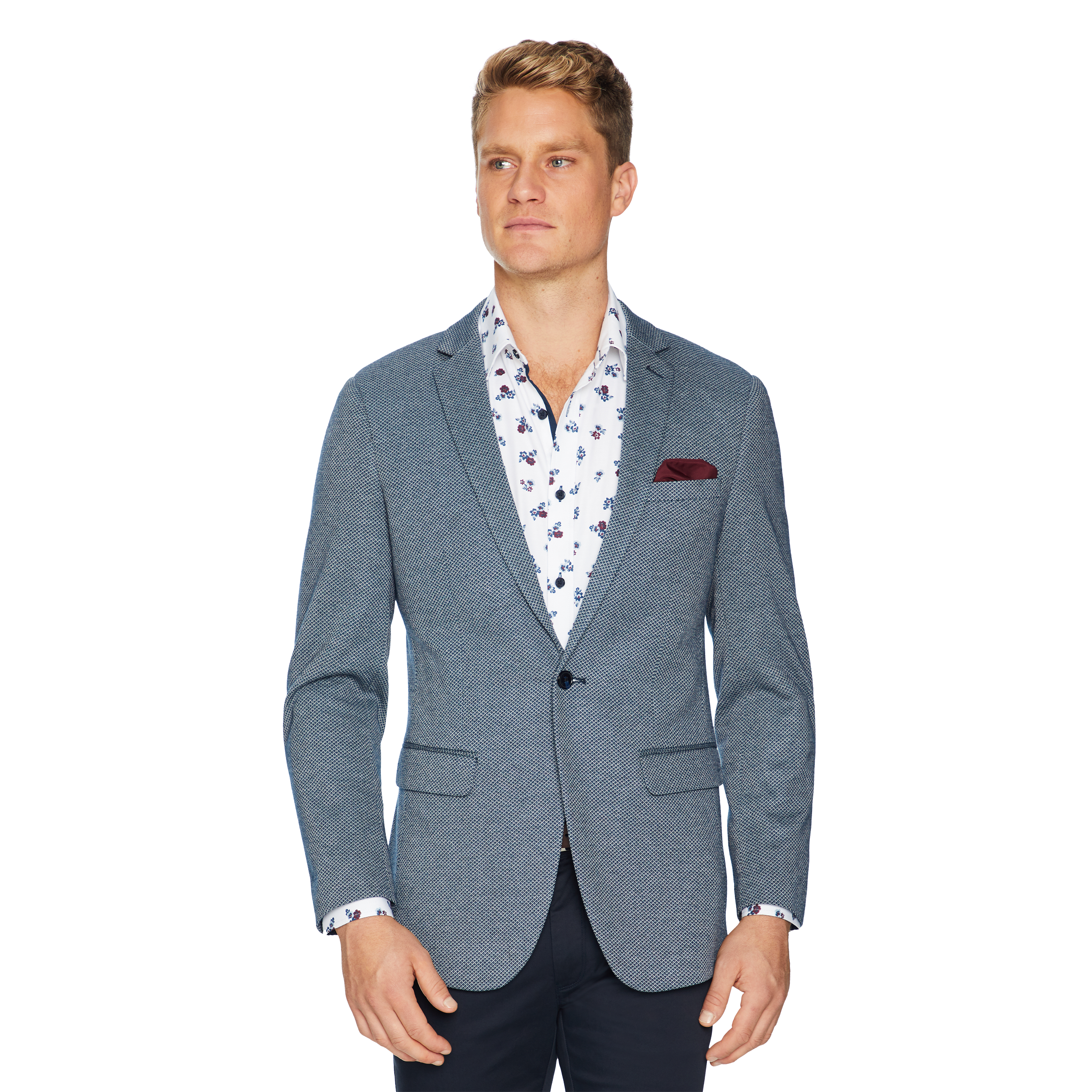 navy textured blazer