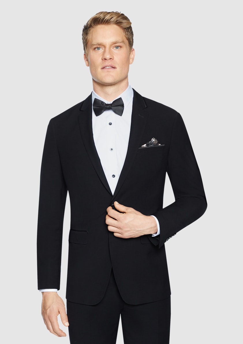 Black Supreme Trim Regular Fit Stretch Suit