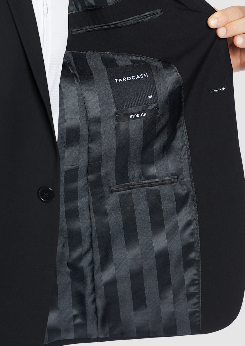 Black Supreme Trim Regular Fit Stretch Suit