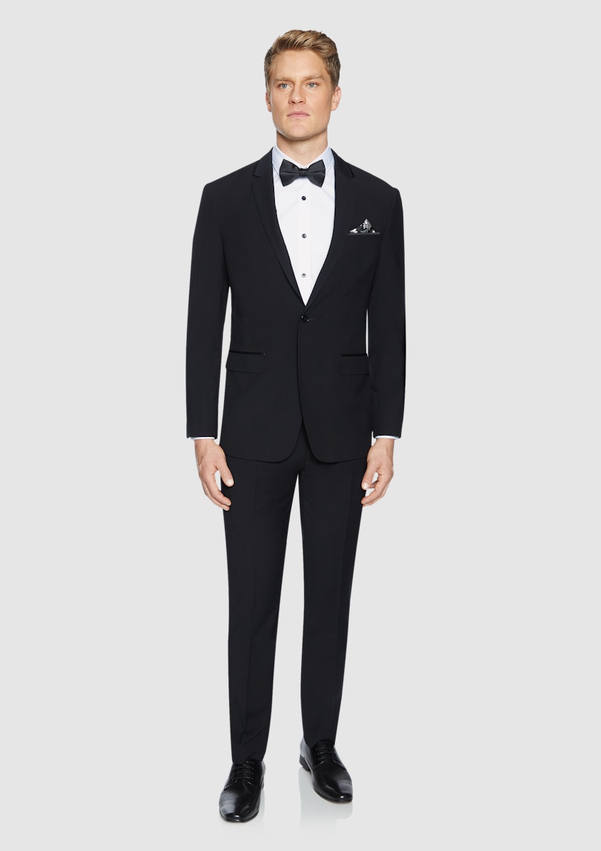 Black Supreme Trim Regular Fit Stretch Suit