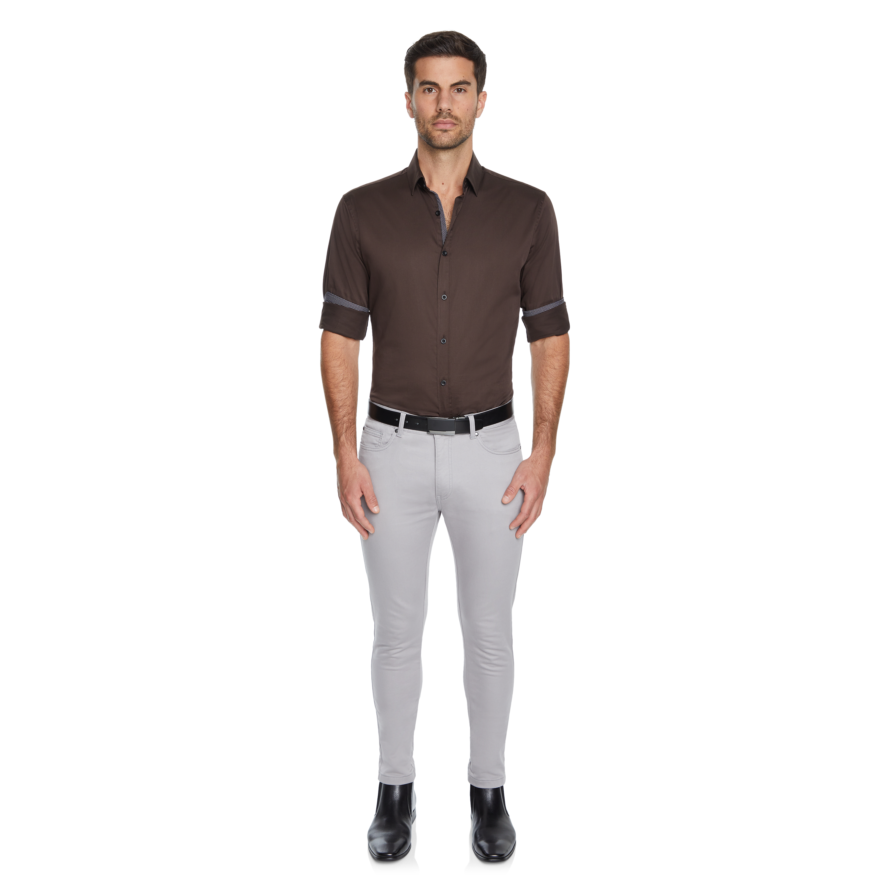 Chocolate Gallagher Slim Stretch Shirt 