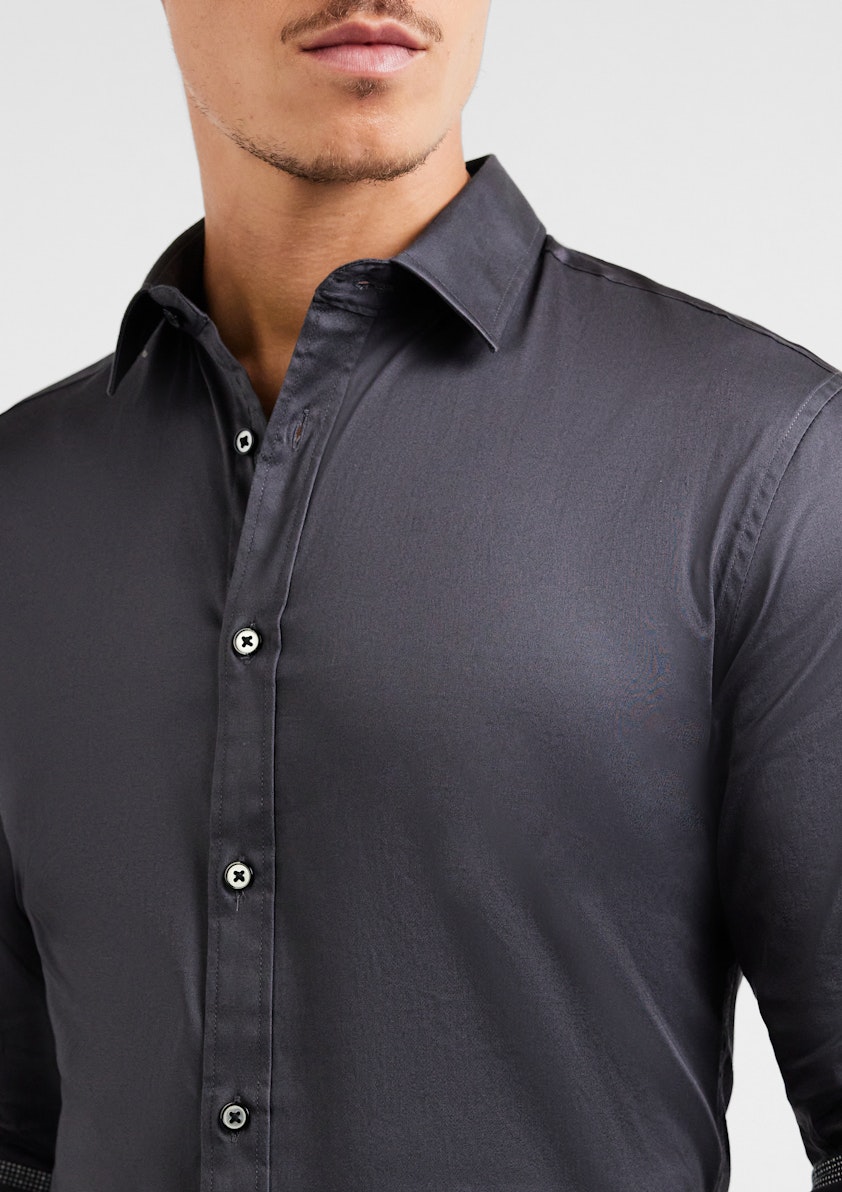 Dark Grey Gallagher Slim Stretch Shirt