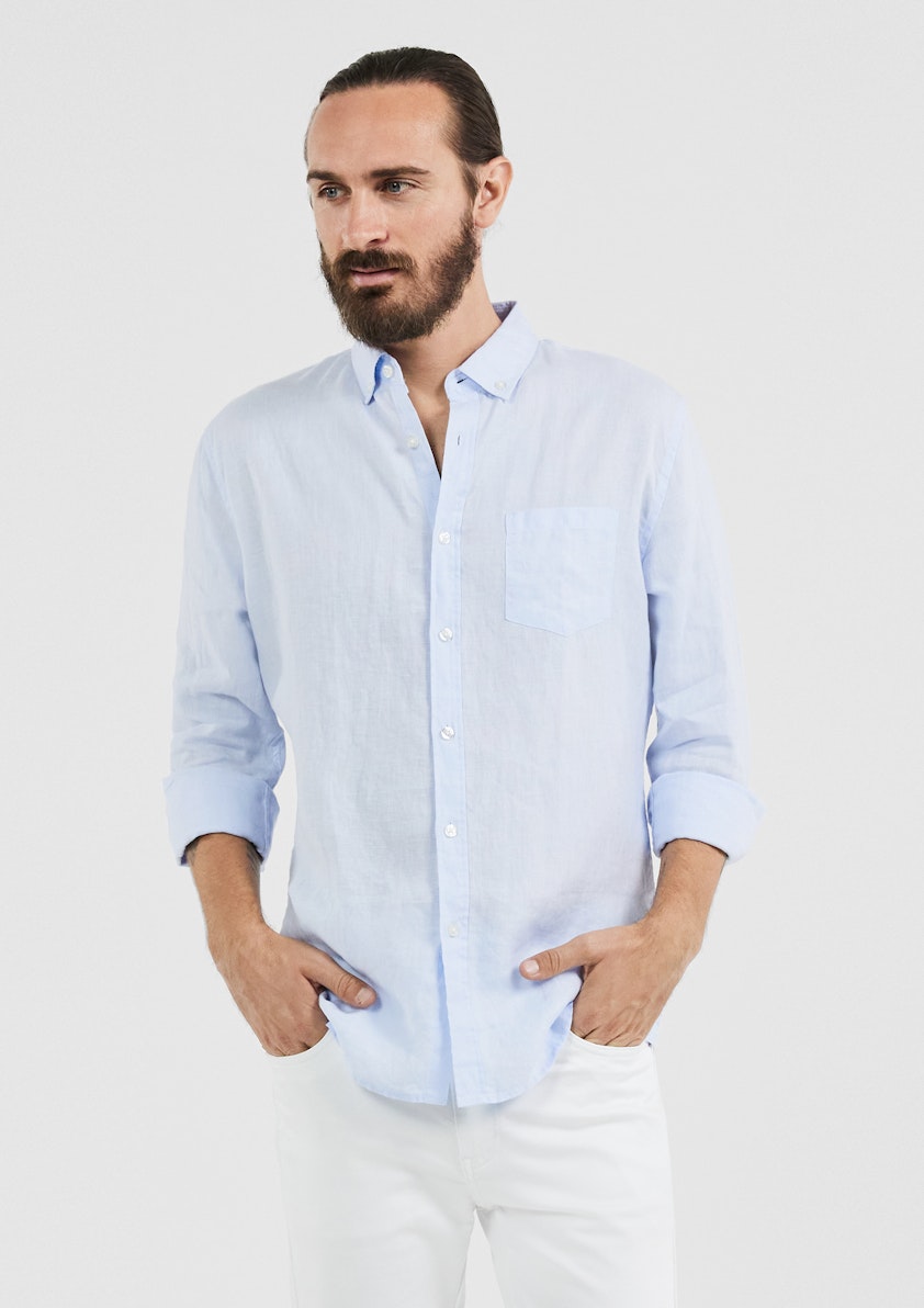 Ice Blue Billy Pure Linen Long Sleeve Shirt Men S Tops Tarocash Au Ice Blue Billy Pure Linen Long Sleeve Shirt Men S Tops Tarocash Au