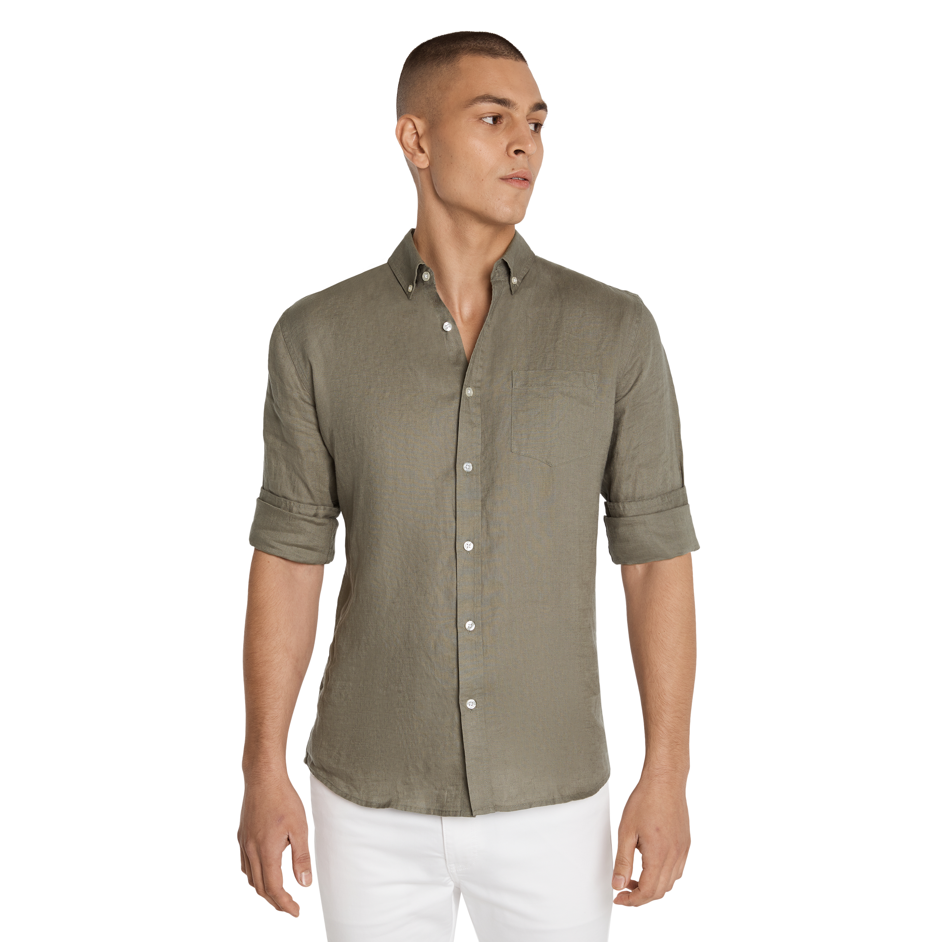 Khaki Billy Pure Linen Long Sleeve 