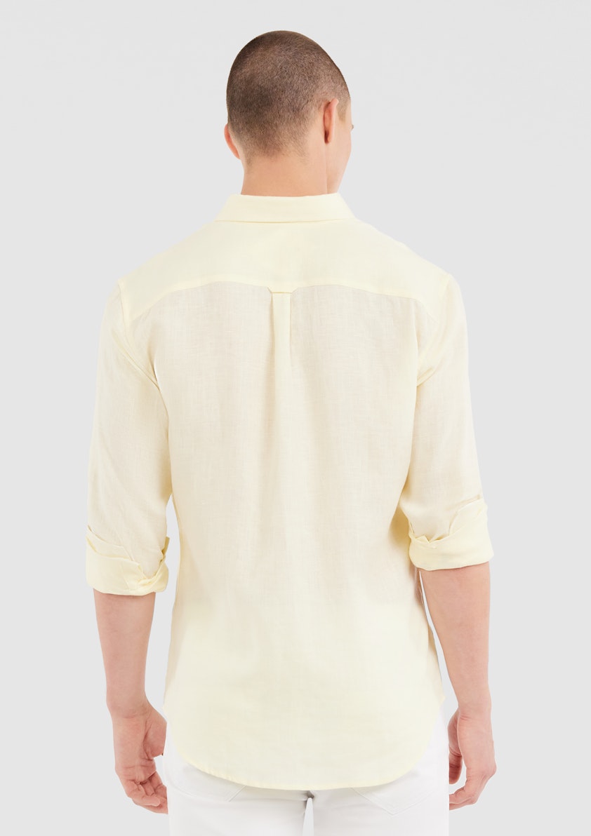 Light Yellow Billy Pure Linen Shirt, Men's Tops