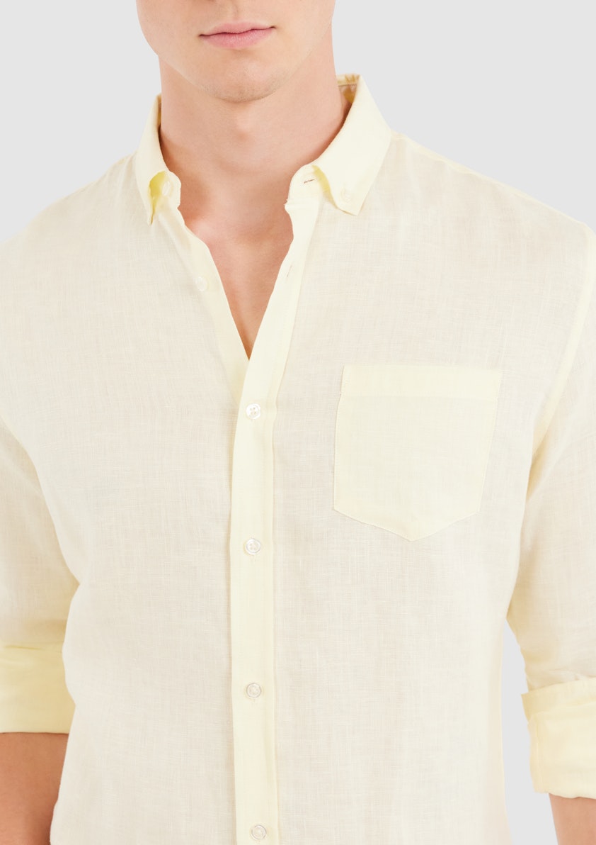 Latte Billy Pure Linen Shirt, Men's Tops