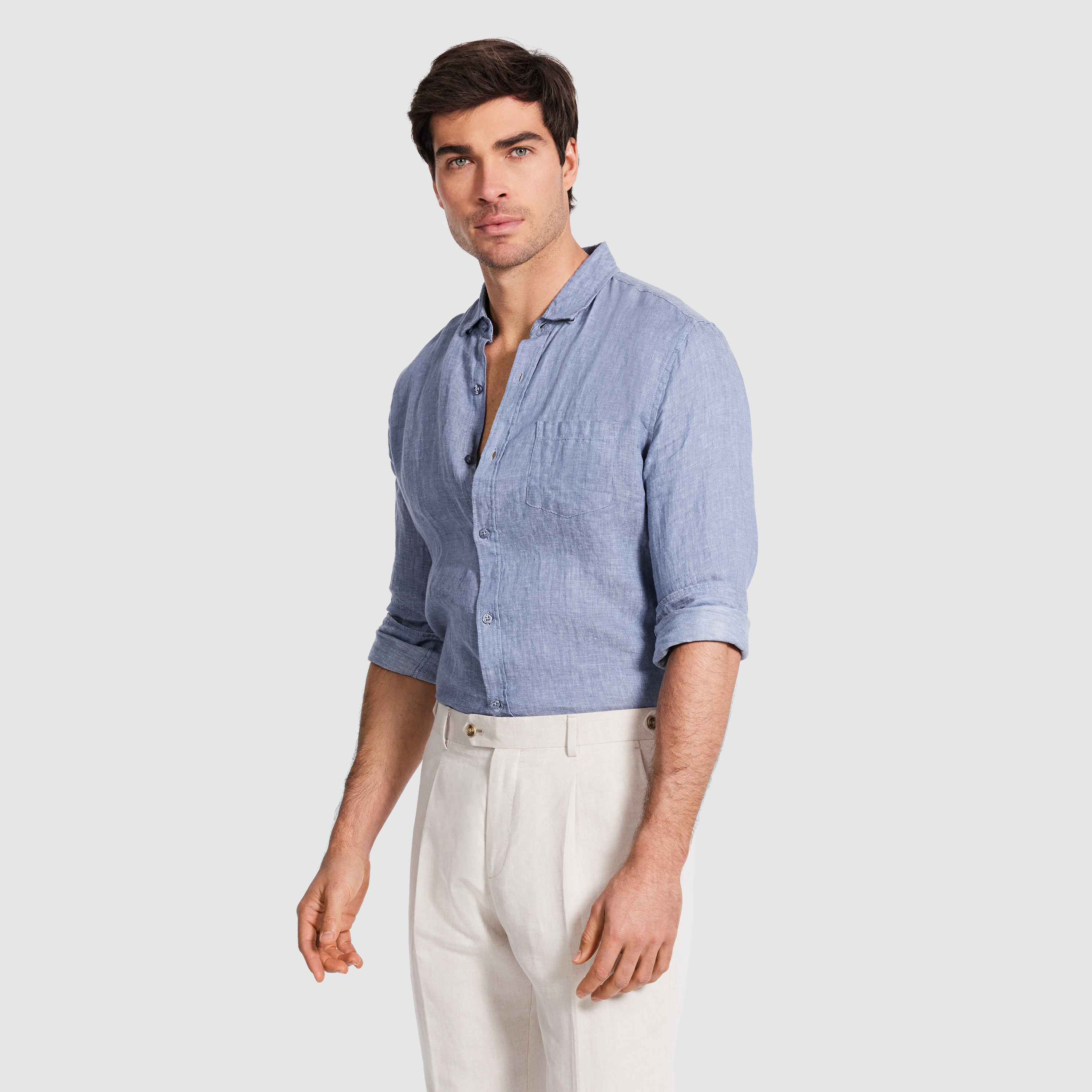 Mid Blue Billy Pure Linen Shirt