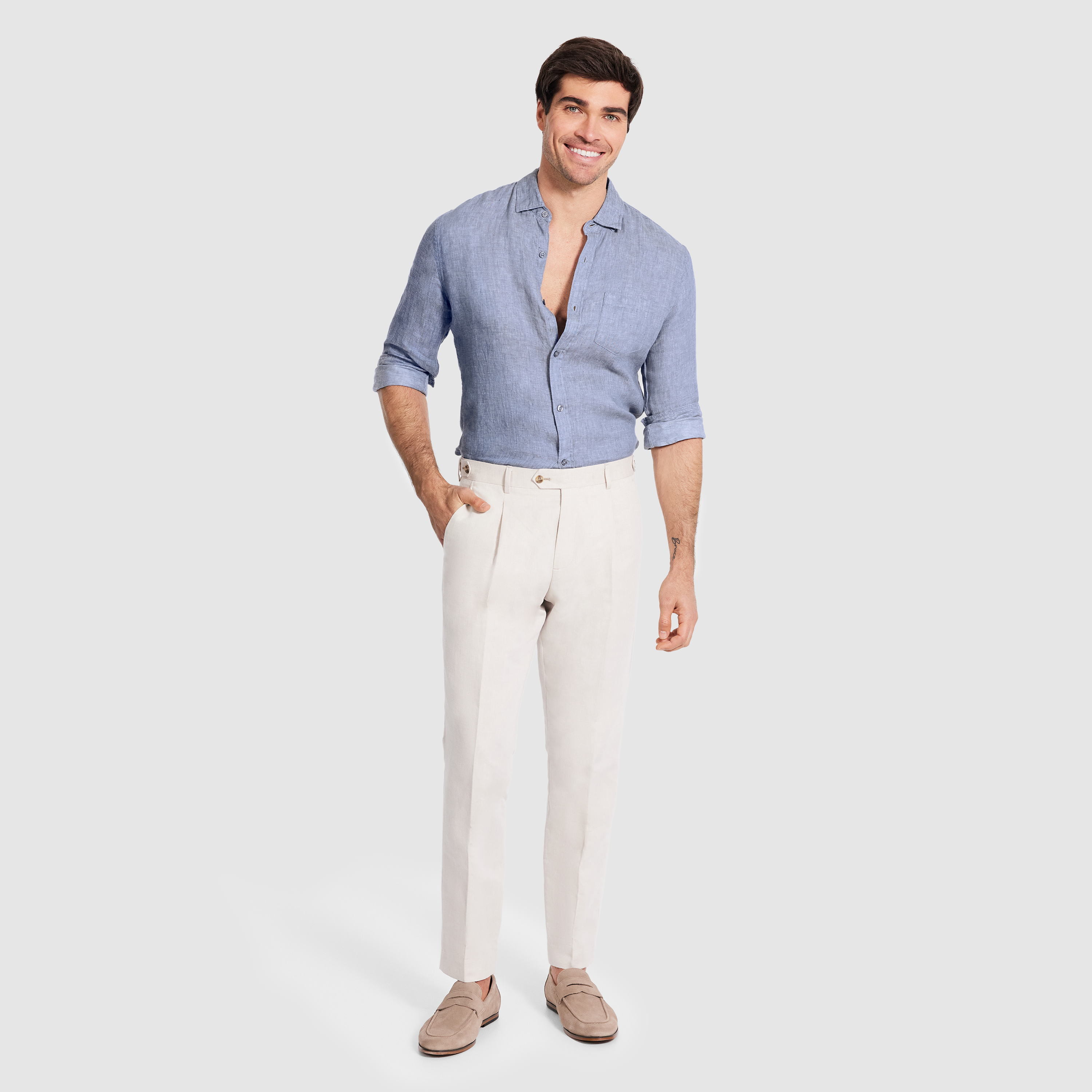 Mid Blue Billy Pure Linen Shirt