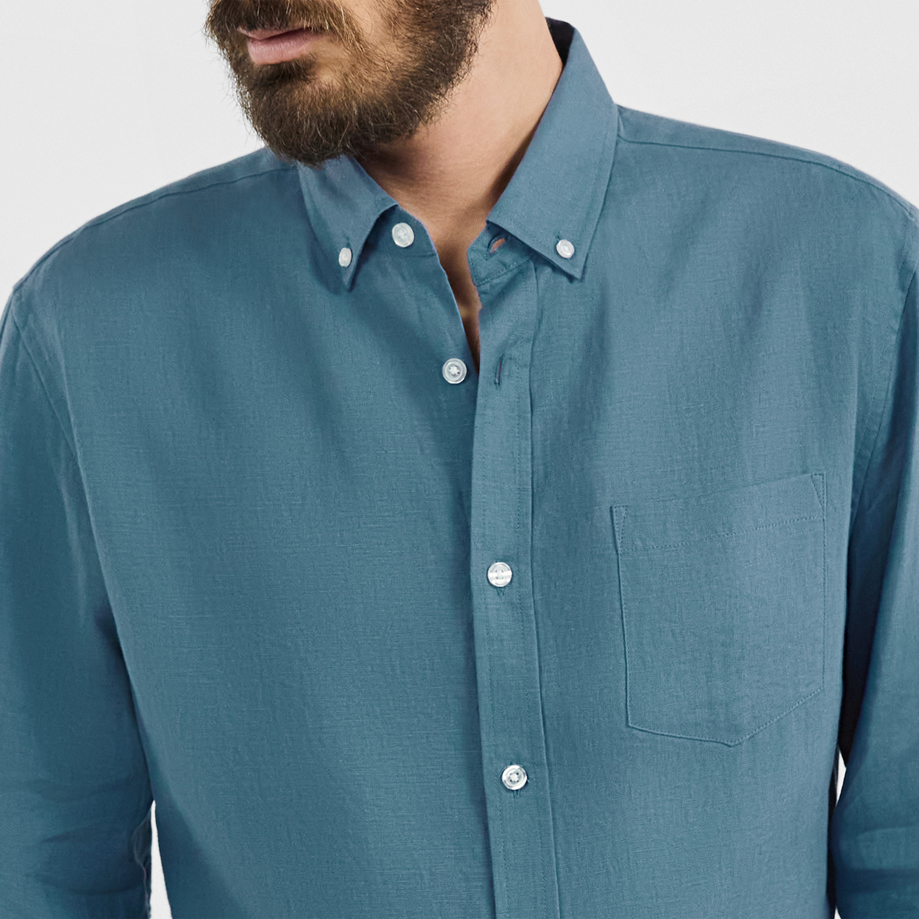 Teal Billy Pure Linen Long Sleeve Shirt 