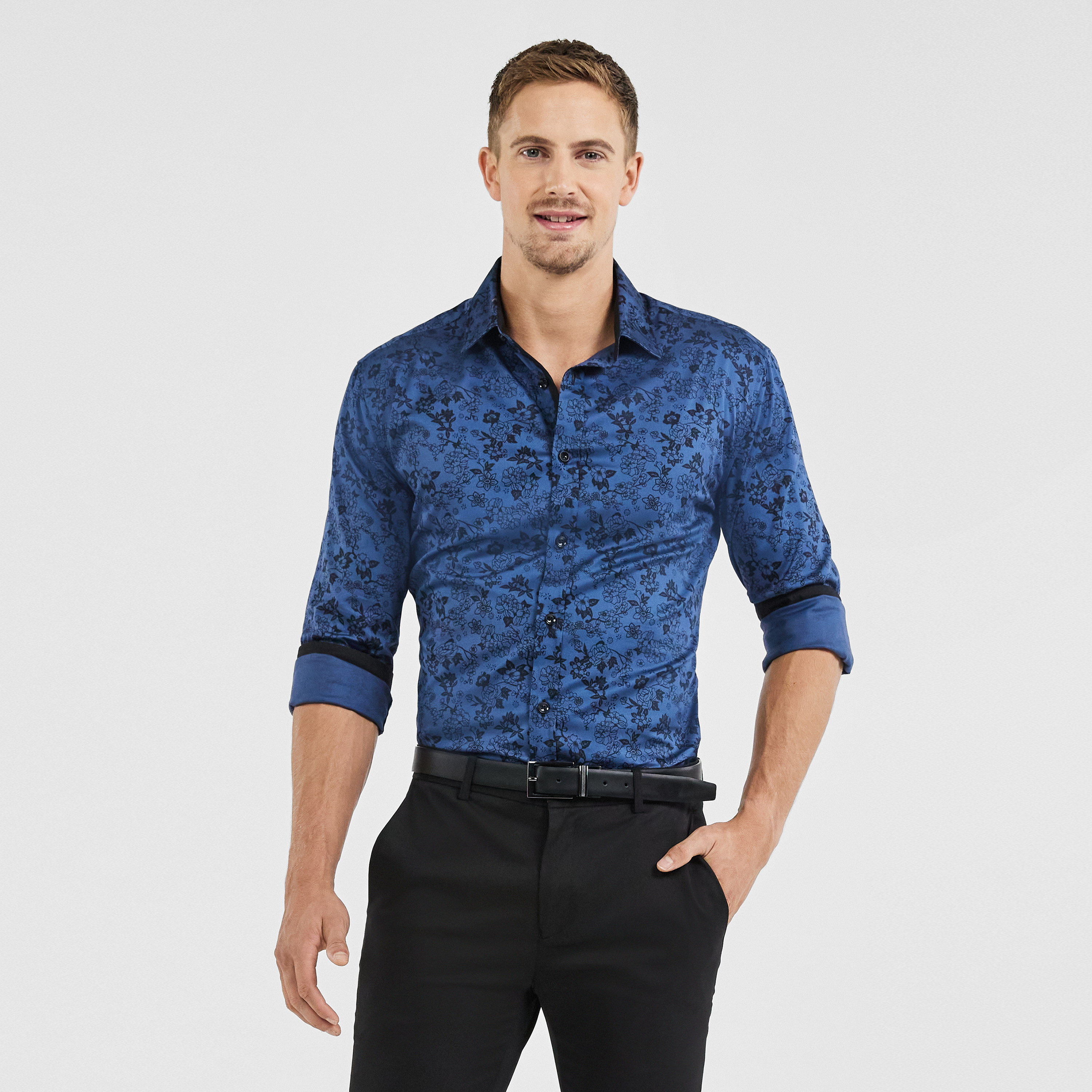 royal blue shirt mens outfit