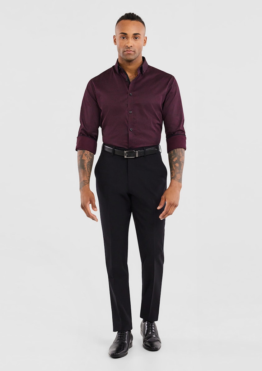 Buy Burgundy Red Regular Fit Double Collar Textured Trimmed Shirt from Next  Australia