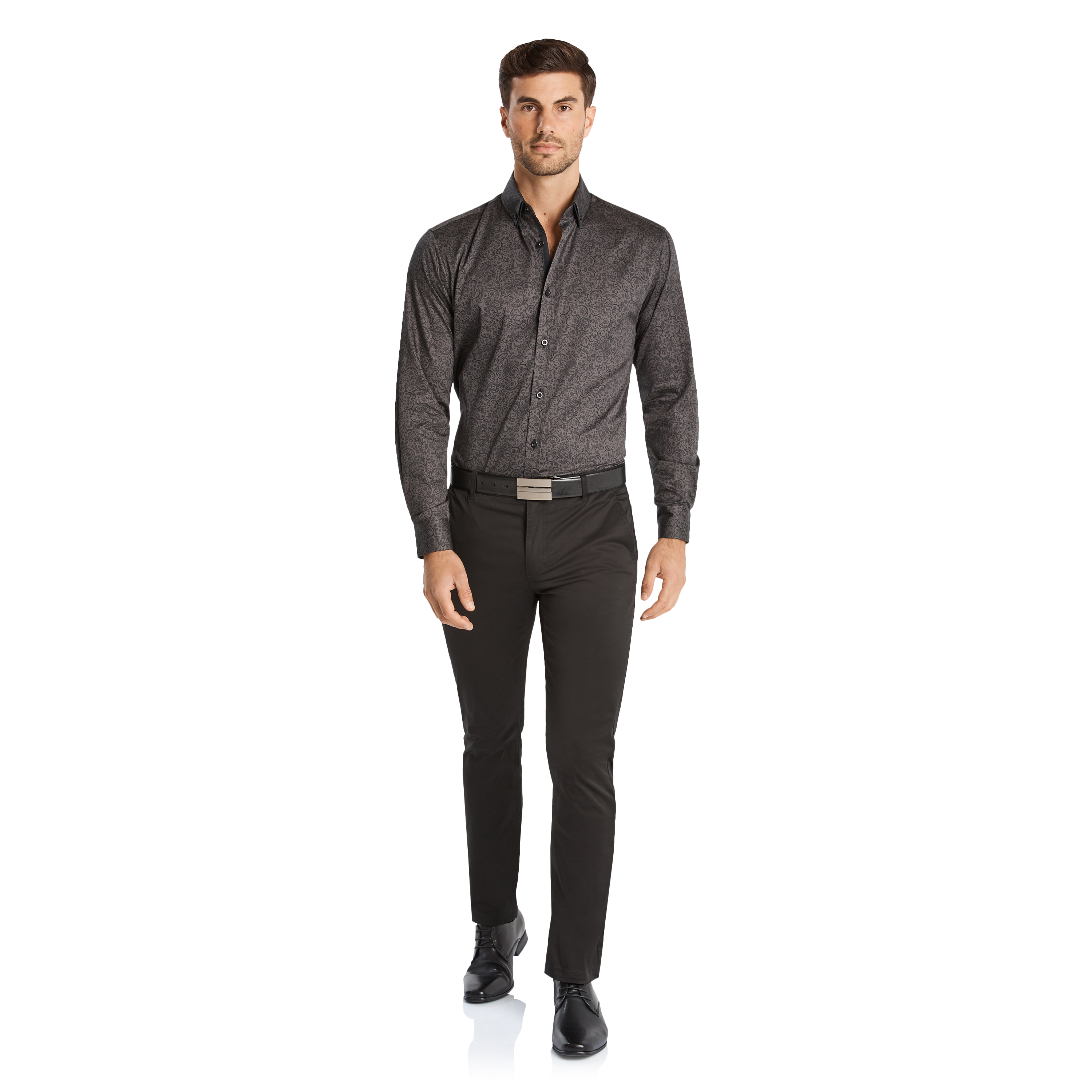 Charcoal Bennett Paisley Print Shirt 