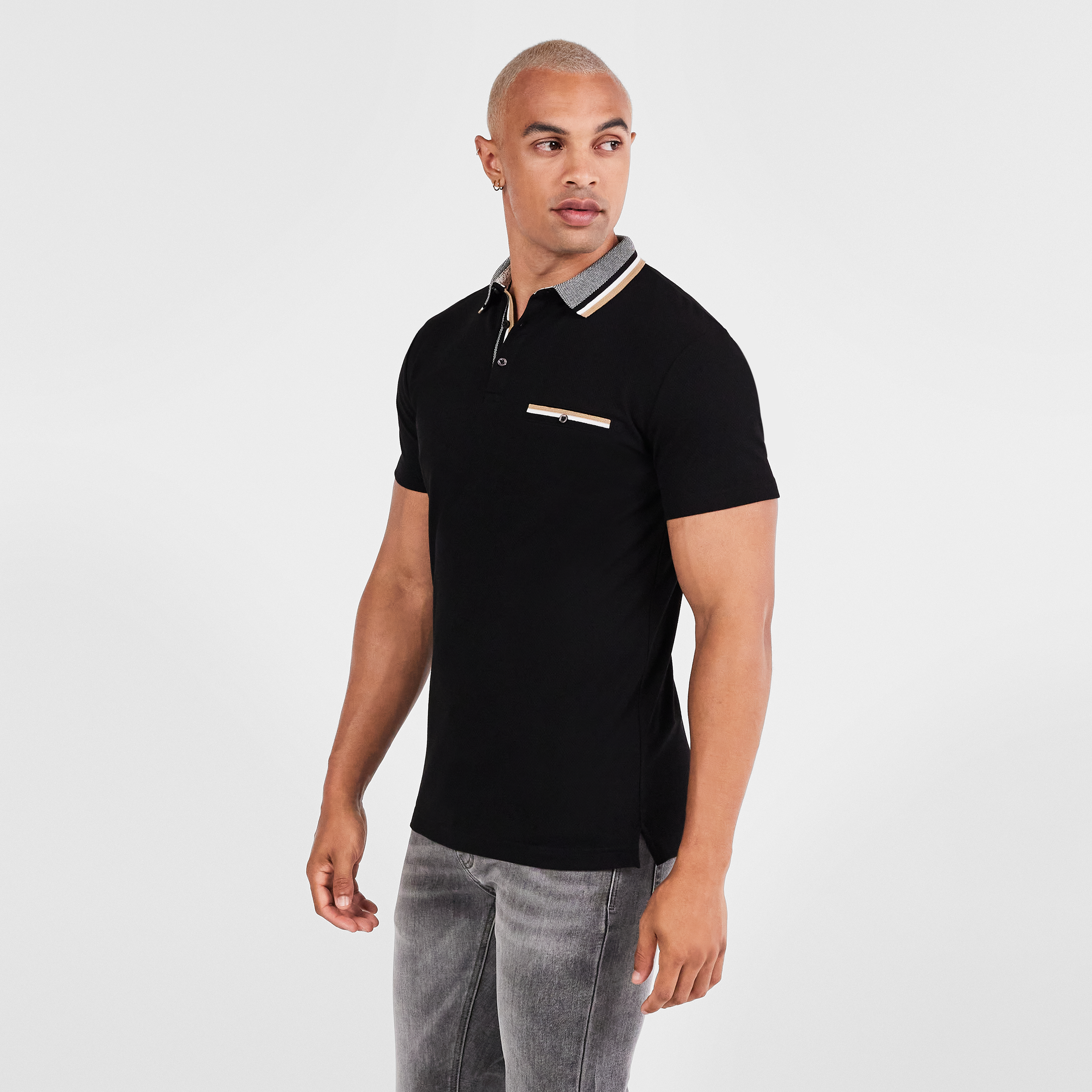 black polo with zip