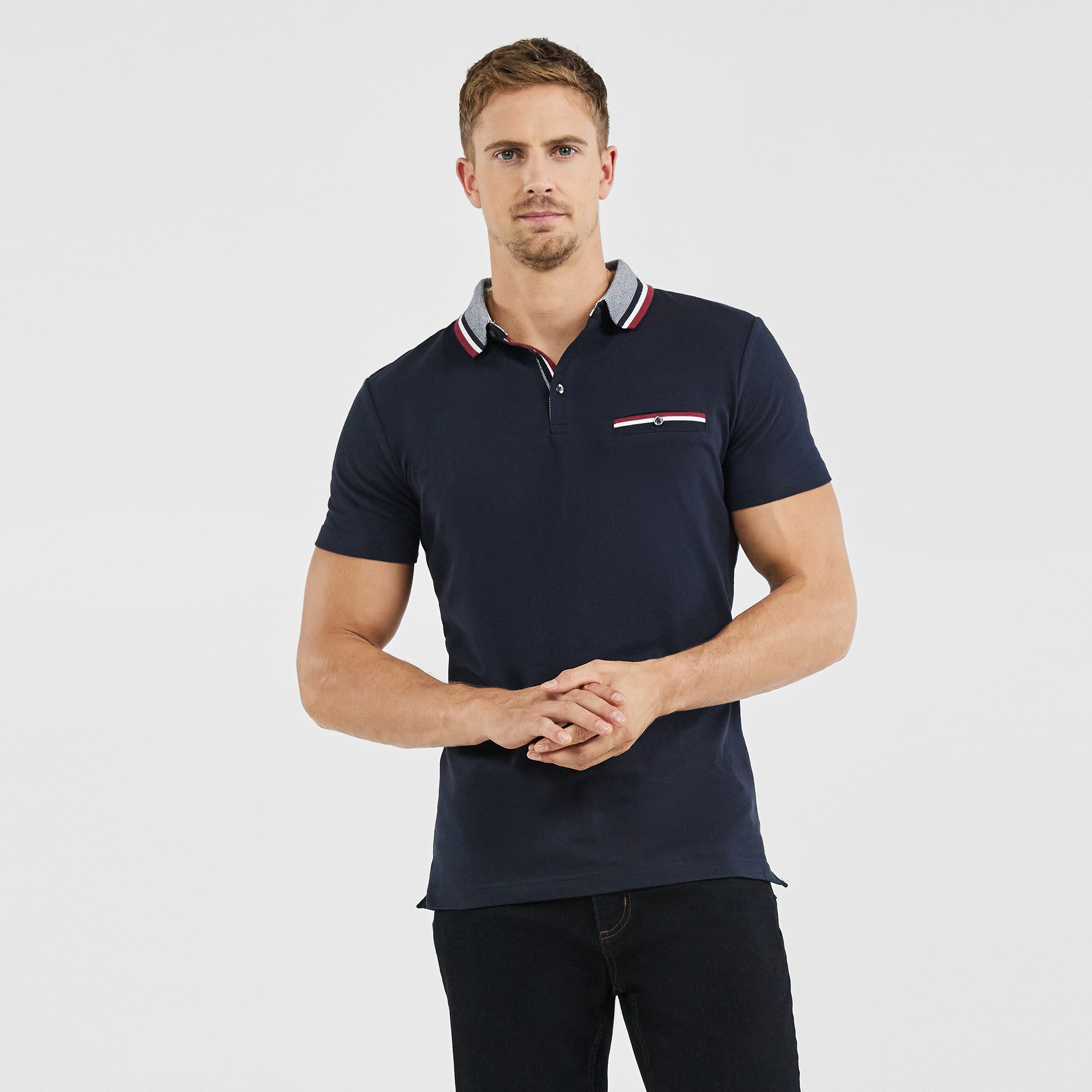 Navy Roman Stretch Muscle Polo | Men's 