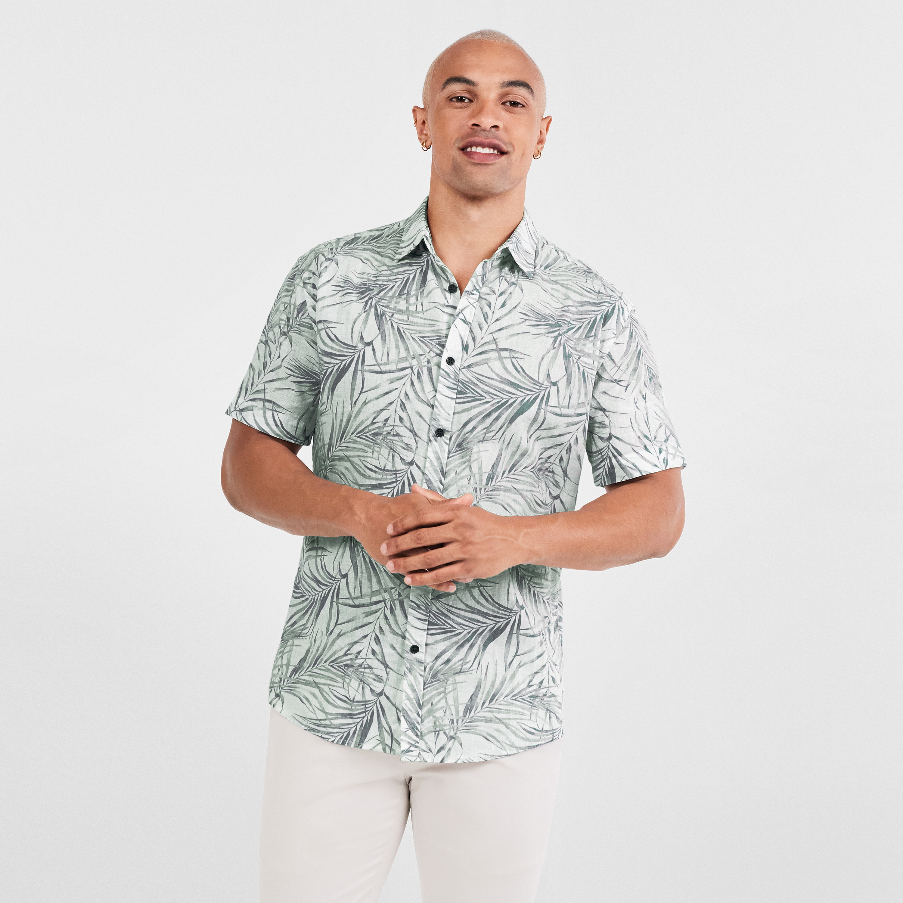 Mint Shady Palms Linen Shirt | Men's 