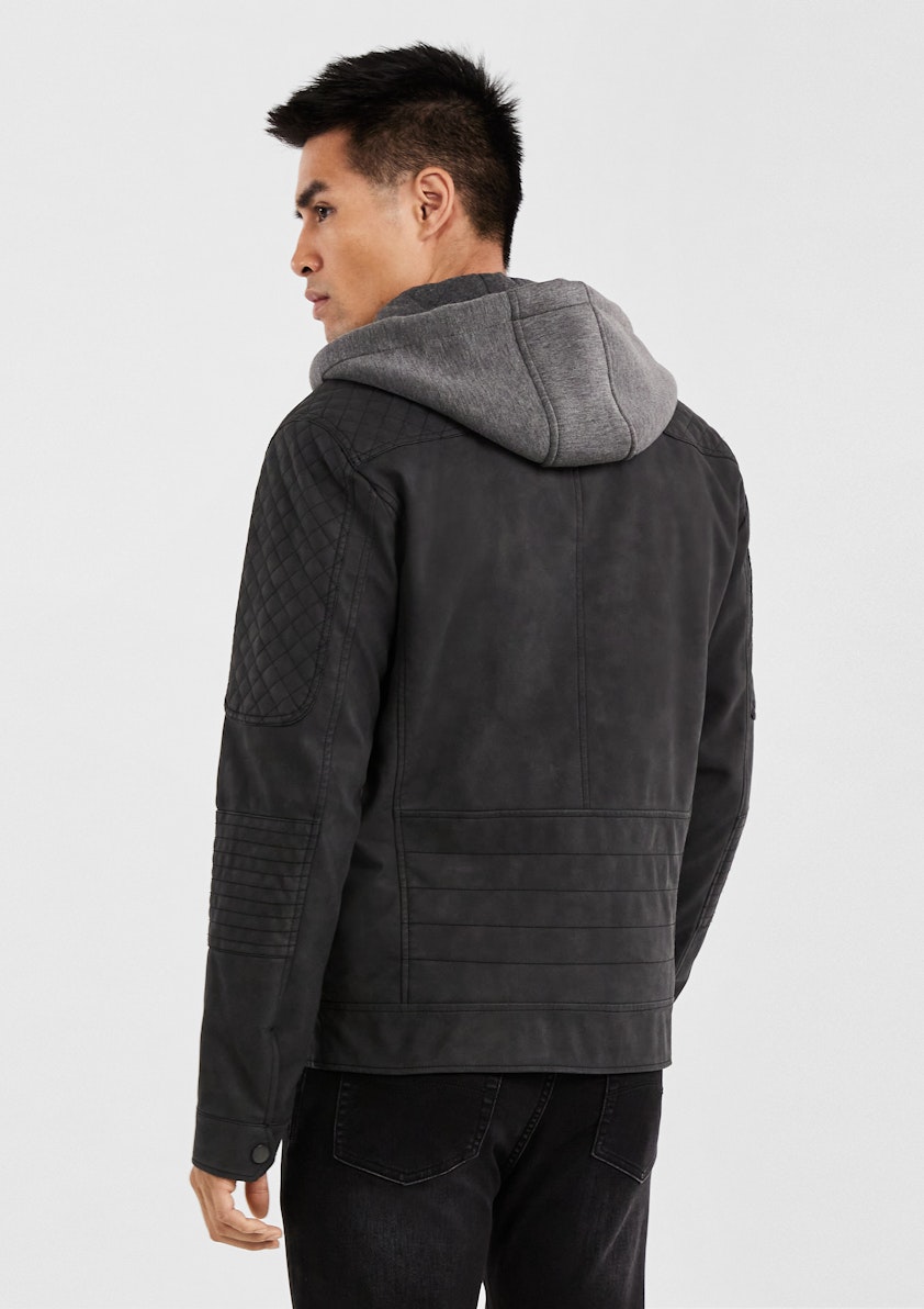 Charcoal Quinton Hooded Biker