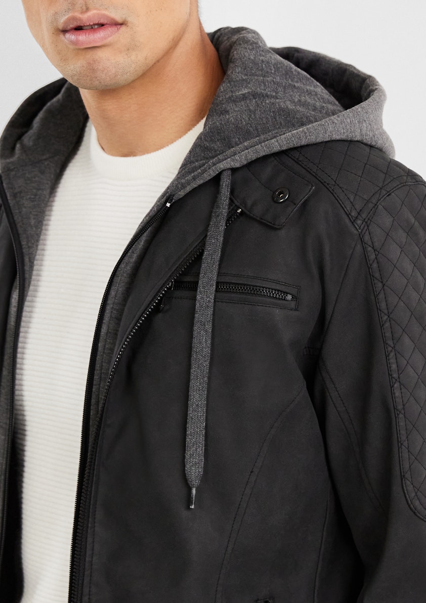 Charcoal Quinton Hooded Biker