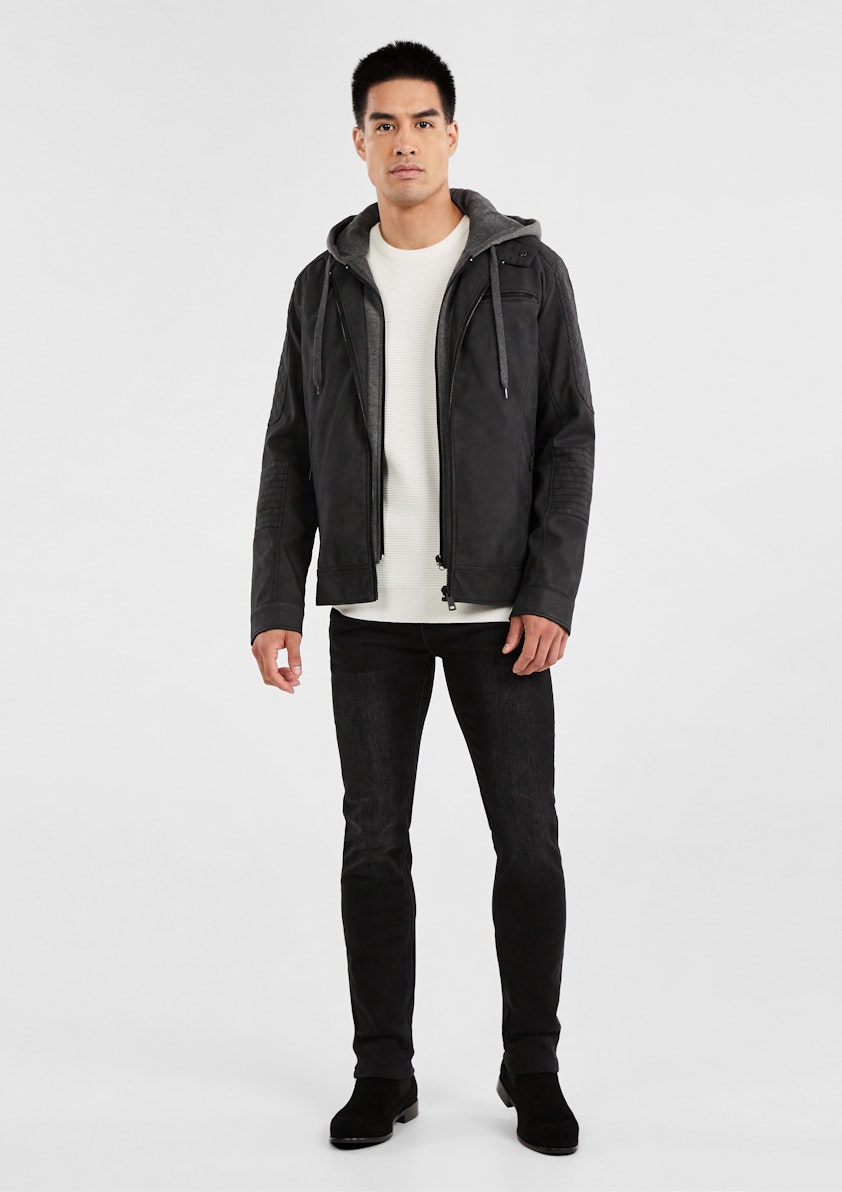 Charcoal Quinton Hooded Biker
