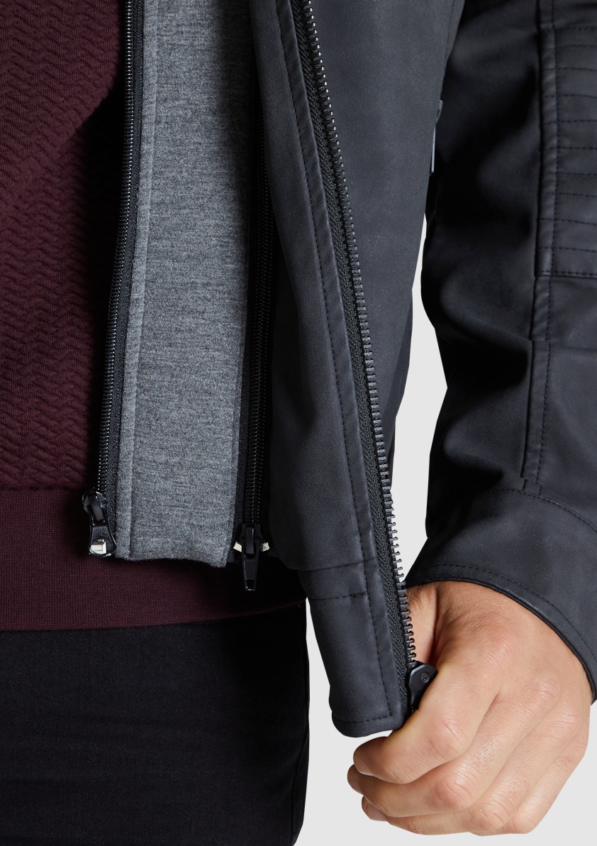 Charcoal Quinton Hooded Biker