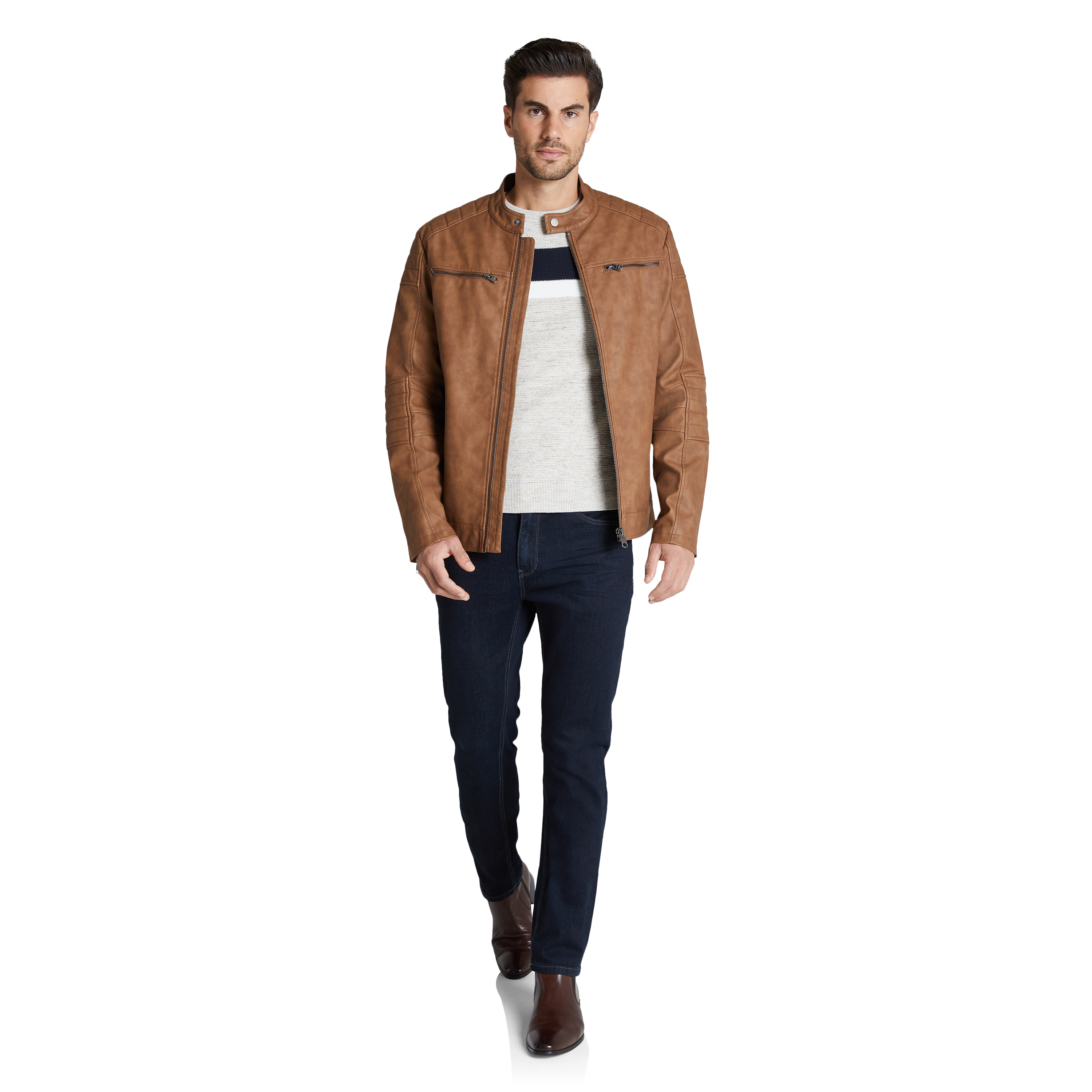 Tan Banco Biker Jacket | Men's Tops 