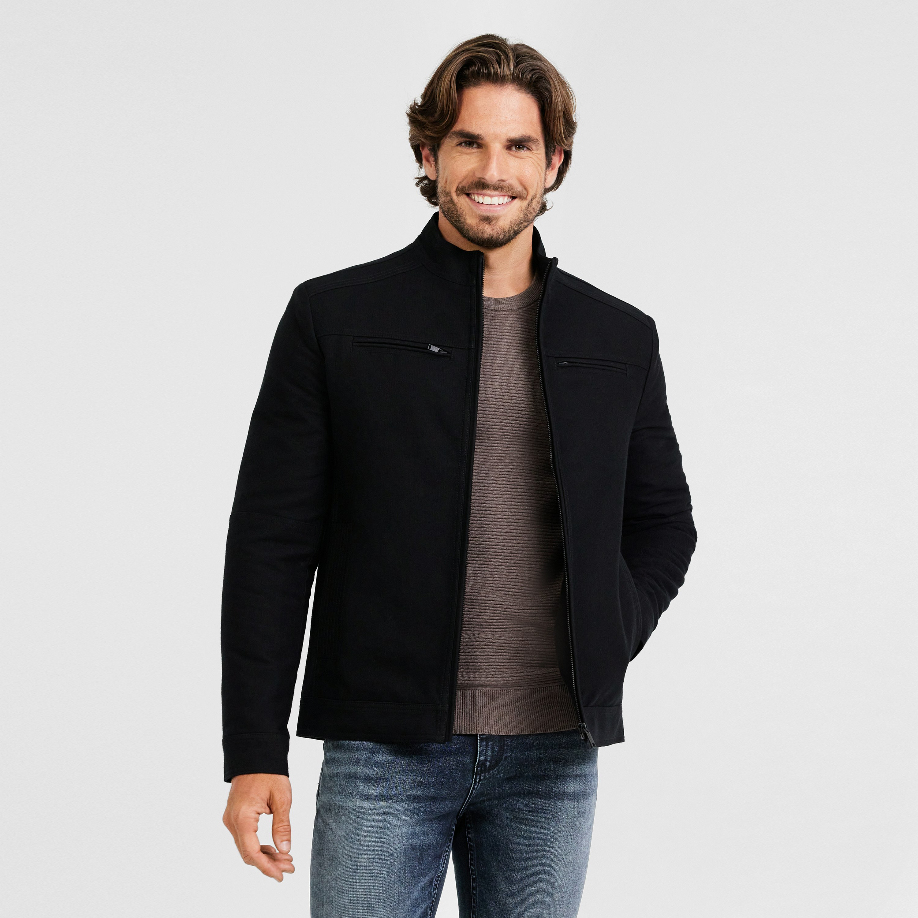 Black Hartford Moto Jacket Men's Tops Tarocash AU