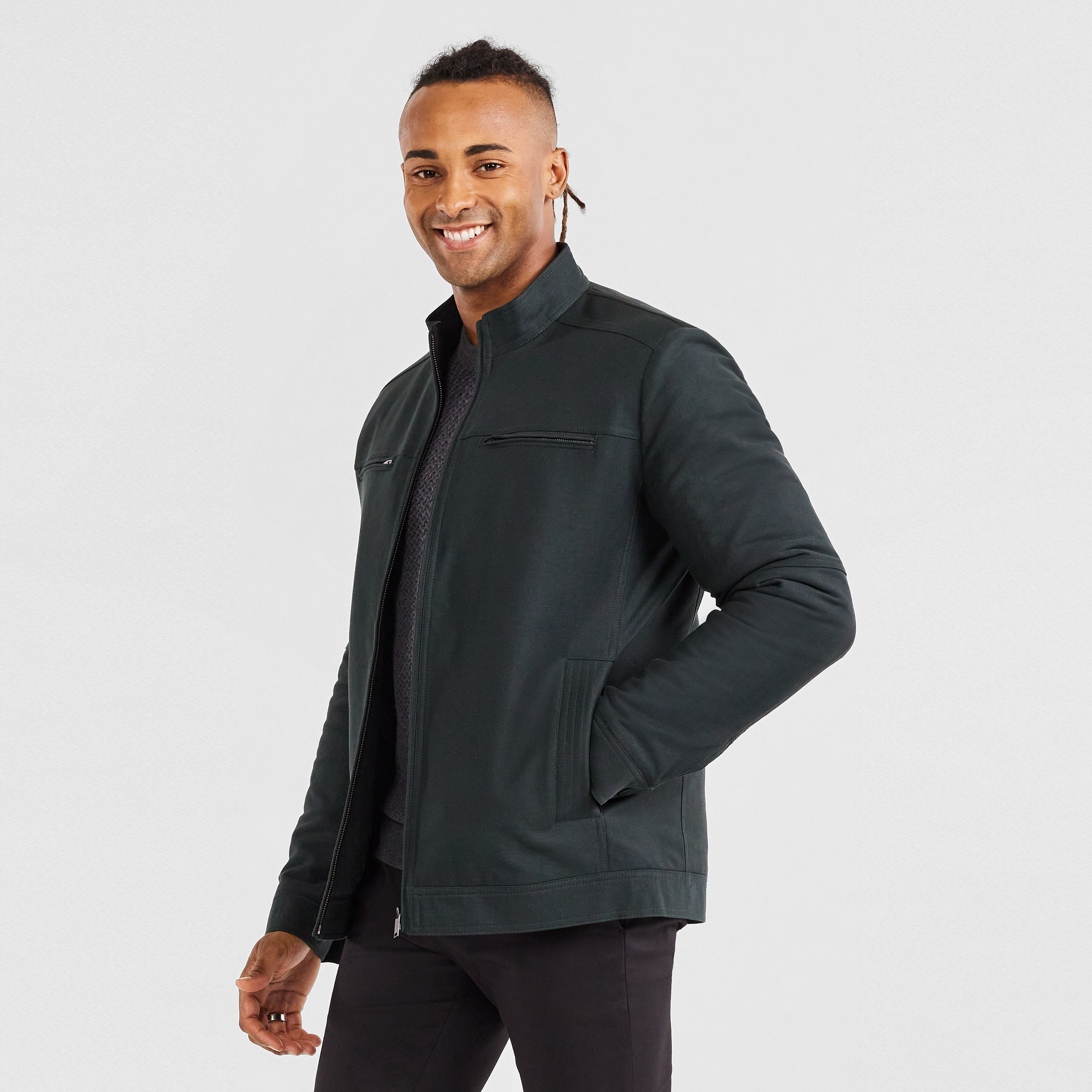 Dark Green Hartford Moto Jacket Men's Tops Tarocash AU