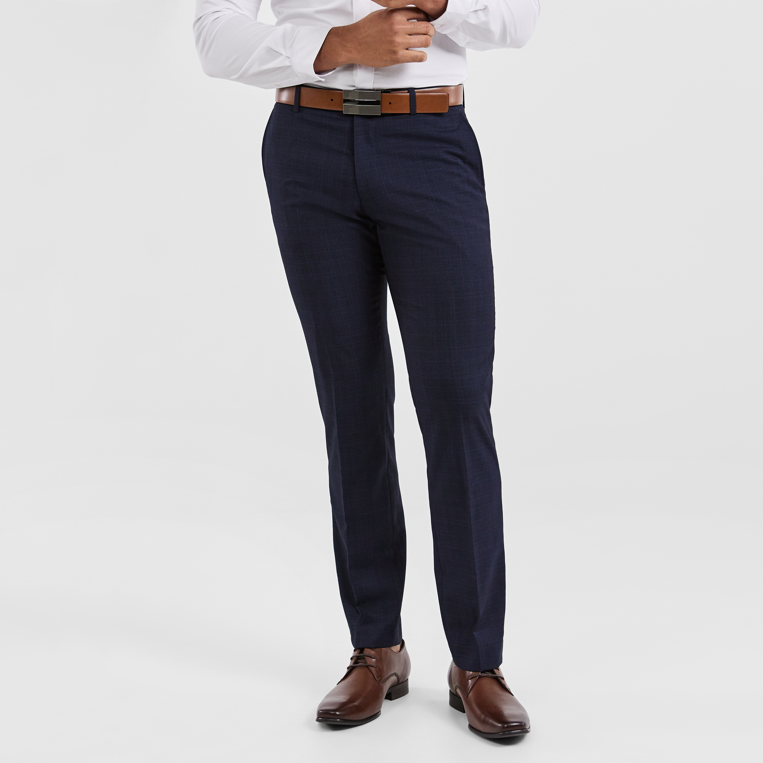 Brown shoes on male legs. The groom in a blue pants. Stock Photo | Adobe  Stock