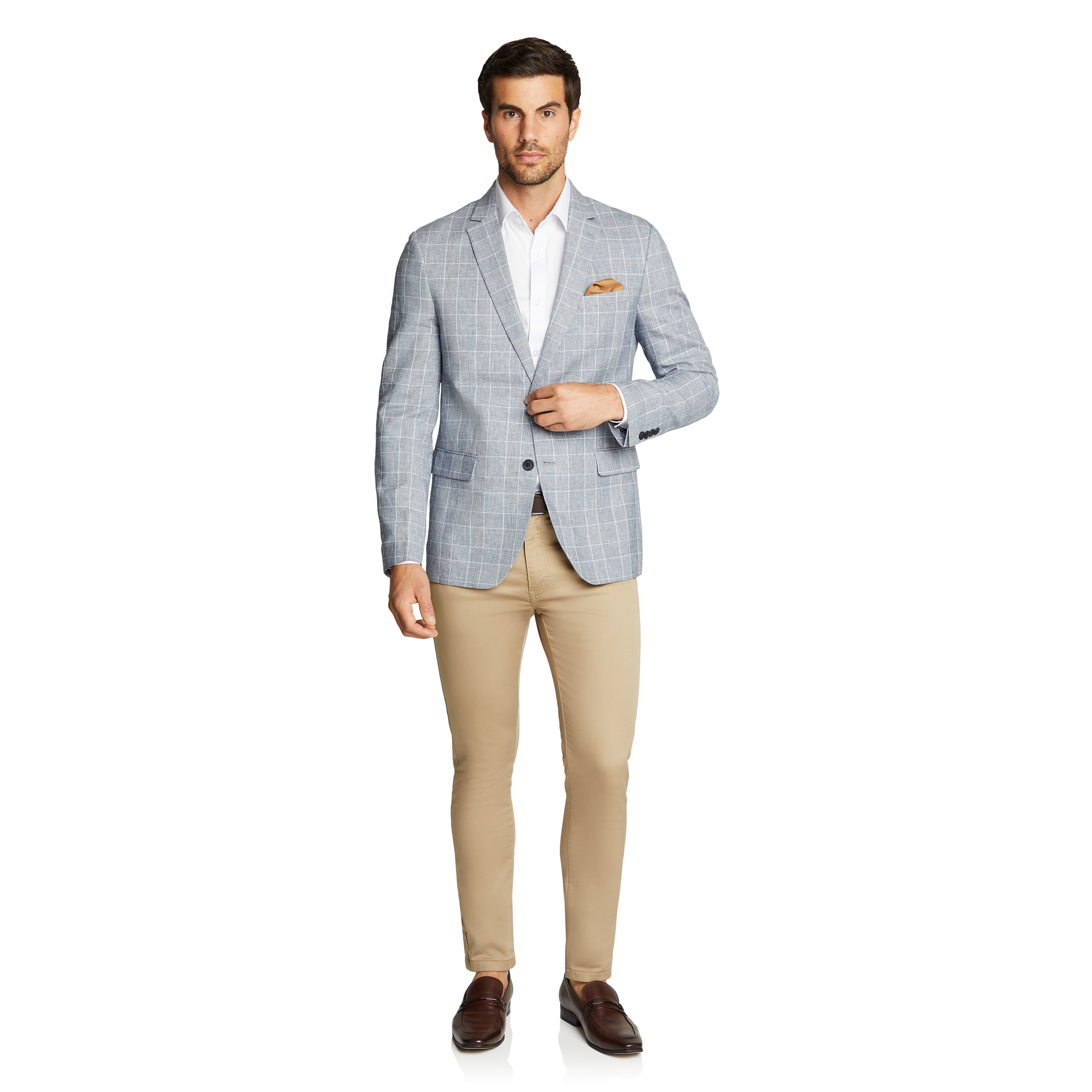 linen blazer blue